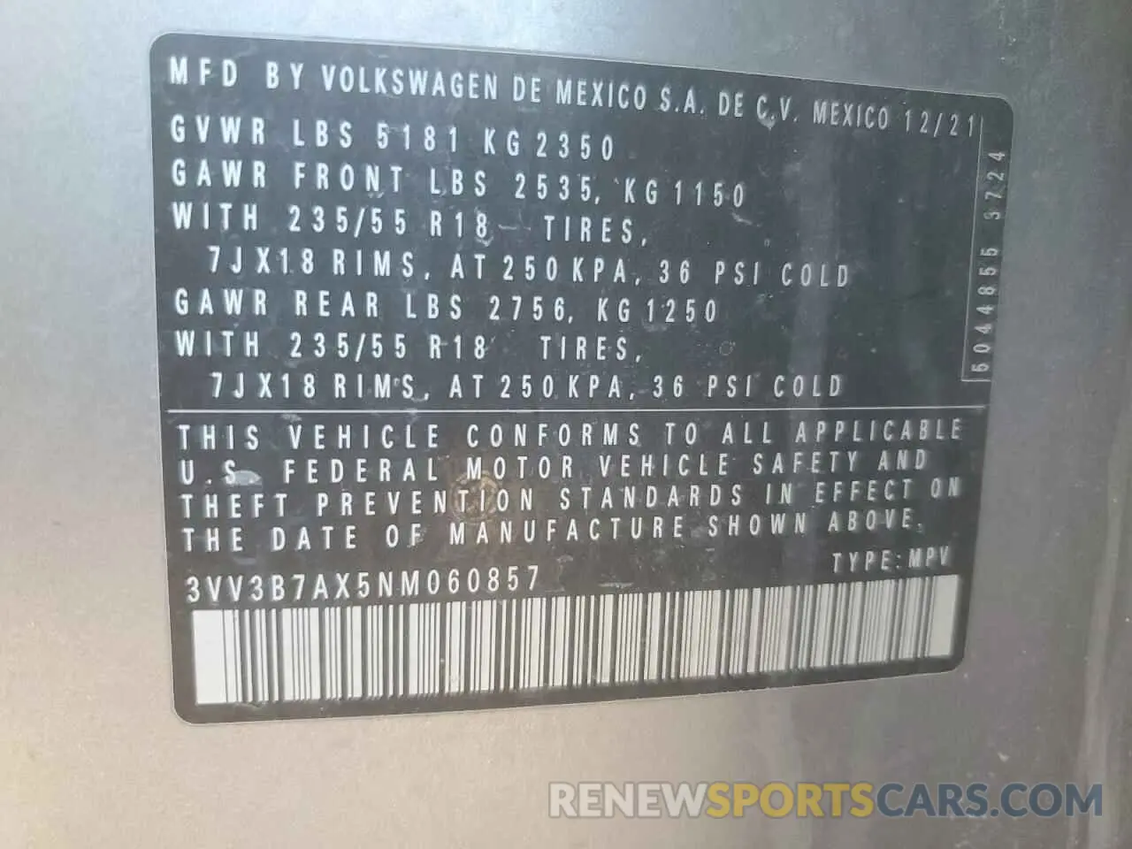 15 Фотография поврежденного автомобиля 3VV3B7AX5NM060857 VOLKSWAGEN TIGUAN 2022