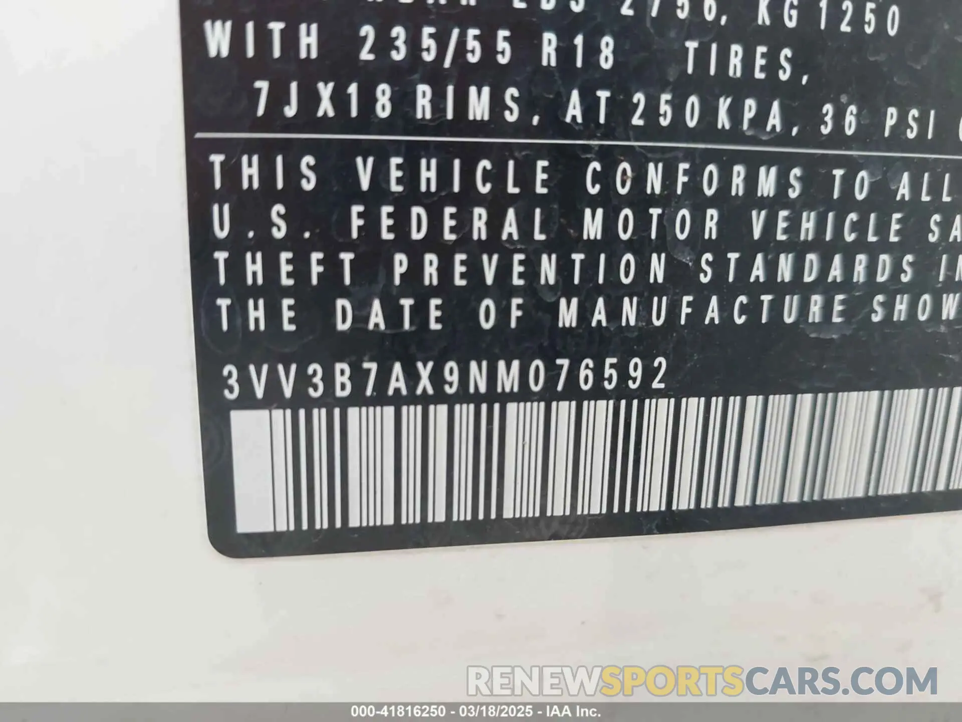 9 Photograph of a damaged car 3VV3B7AX9NM076592 VOLKSWAGEN TIGUAN 2022