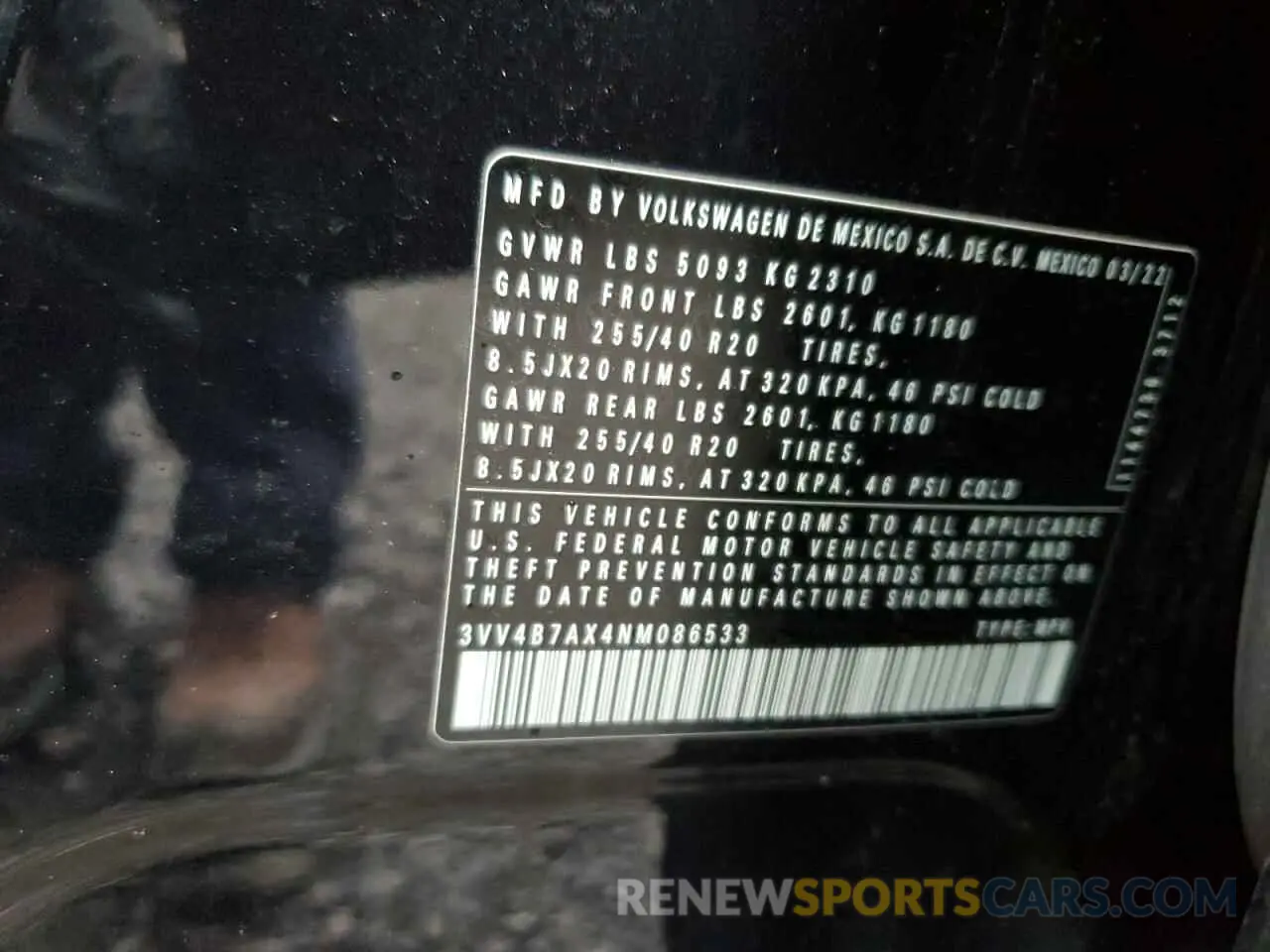 13 Photograph of a damaged car 3VV4B7AX4NM086533 VOLKSWAGEN TIGUAN 2022