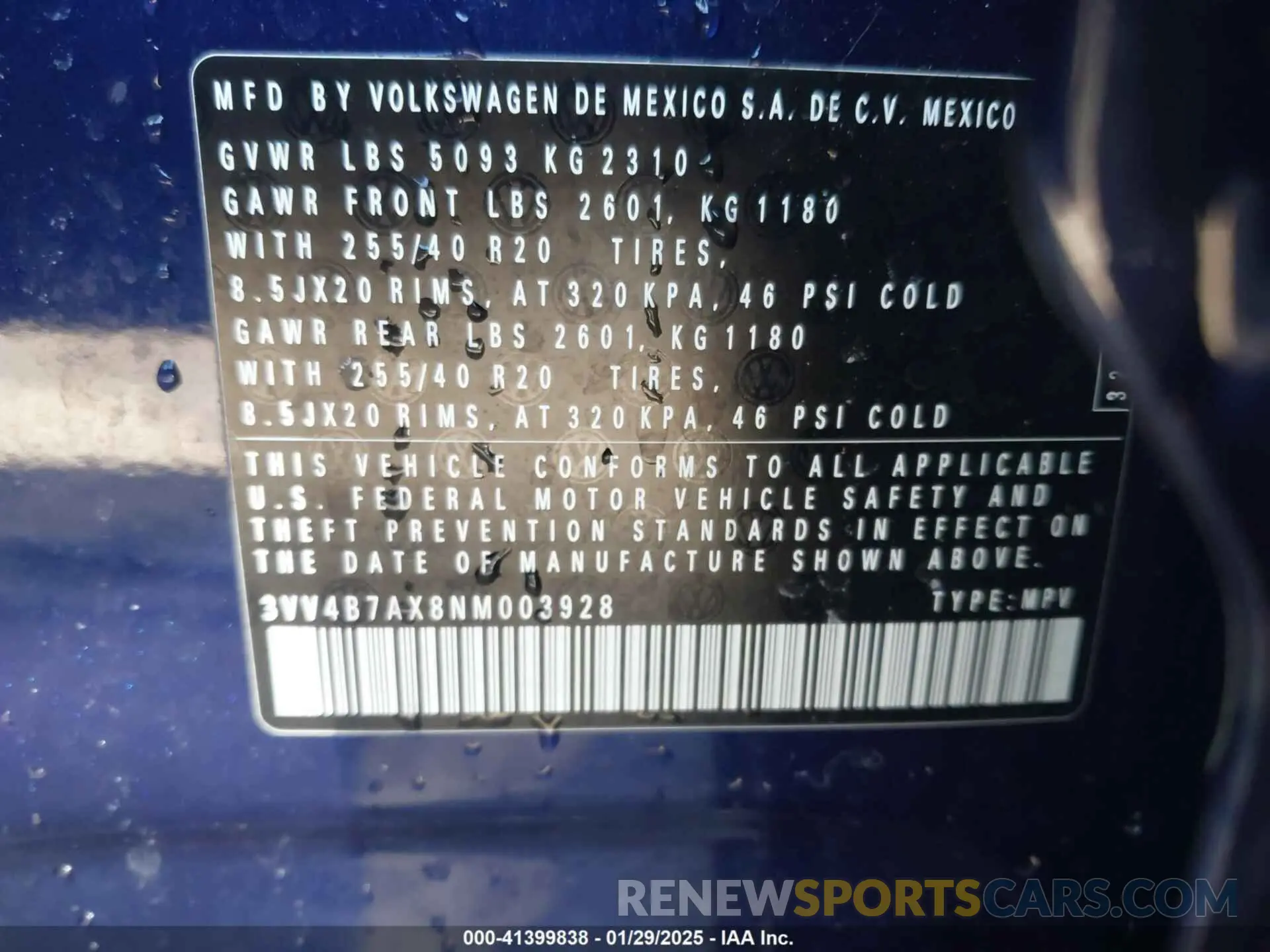 9 Фотография поврежденного автомобиля 3VV4B7AX8NM003928 VOLKSWAGEN TIGUAN 2022