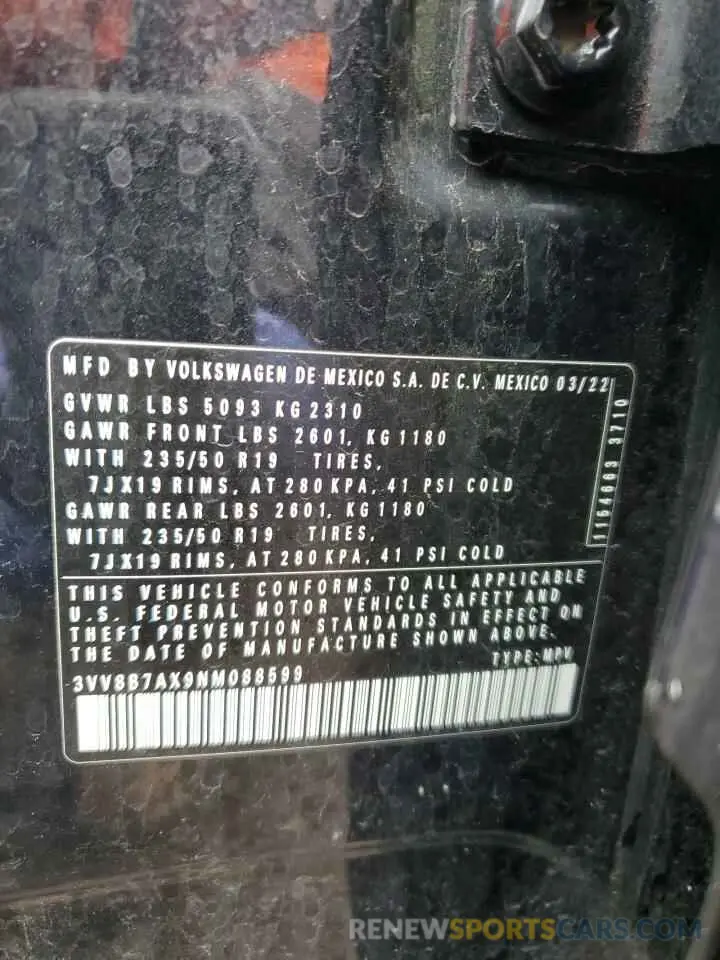 13 Фотография поврежденного автомобиля 3VV8B7AX9NM088599 VOLKSWAGEN TIGUAN 2022