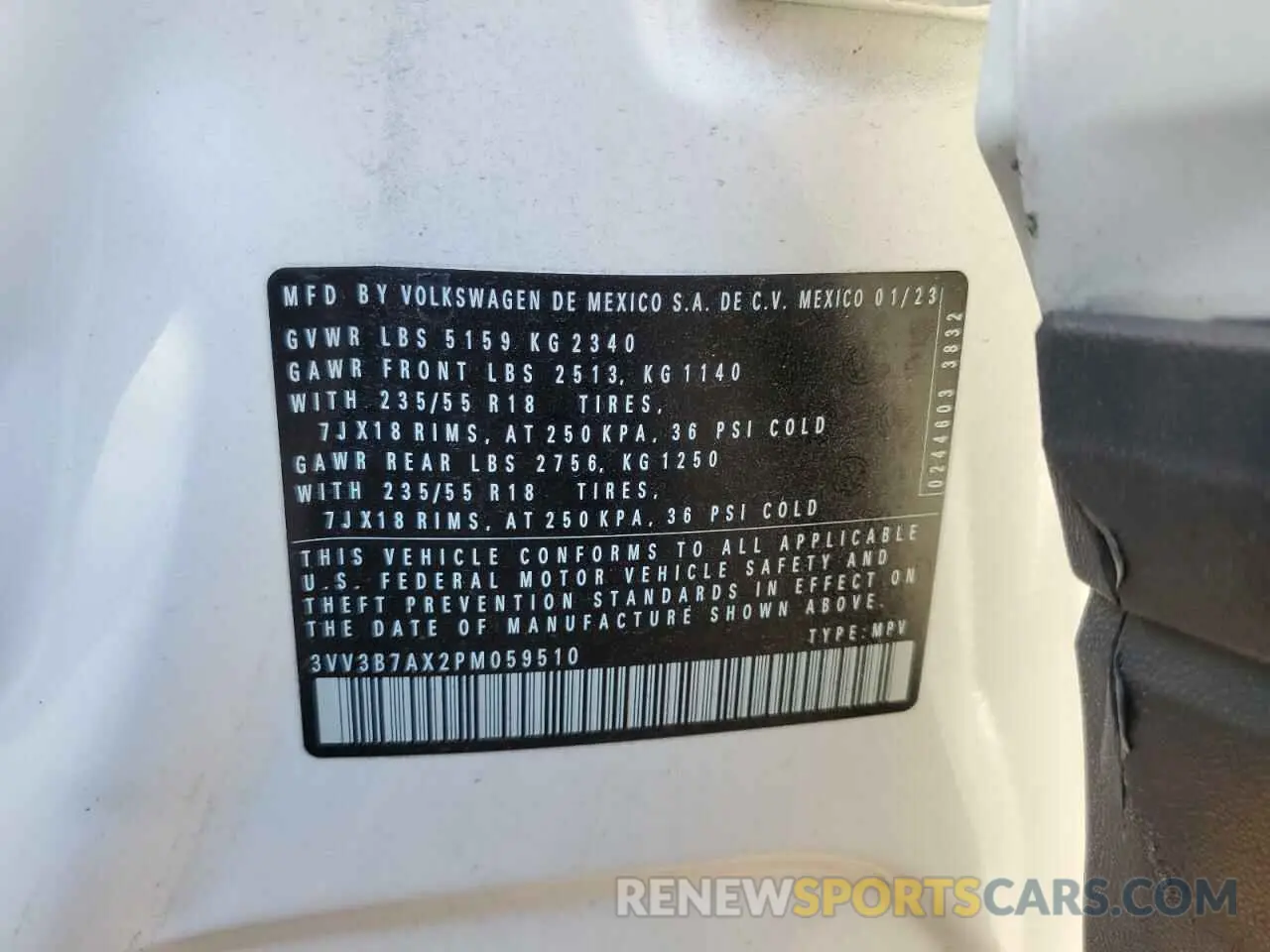12 Photograph of a damaged car 3VV3B7AX2PM059510 VOLKSWAGEN TIGUAN 2023