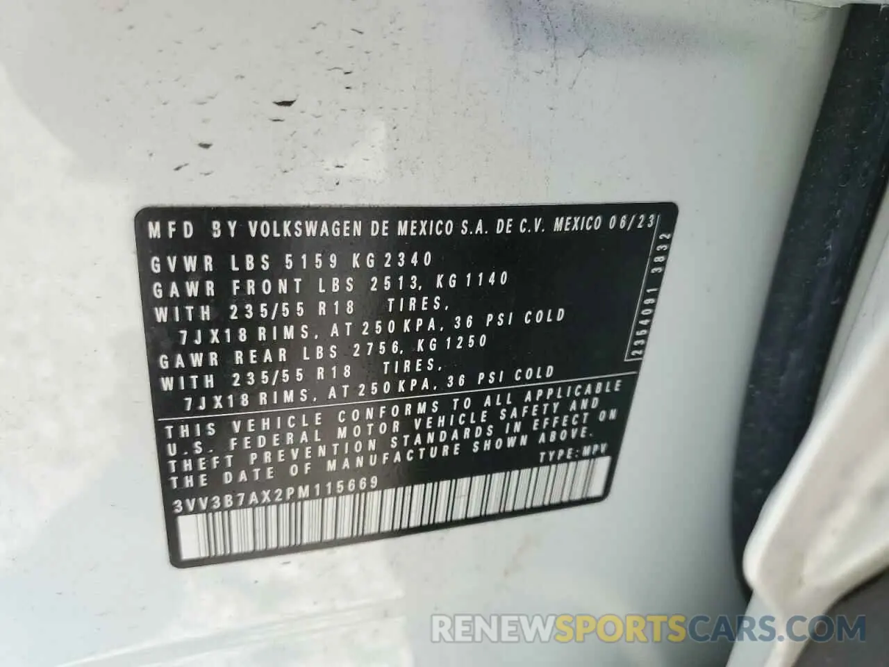 15 Photograph of a damaged car 3VV3B7AX2PM115669 VOLKSWAGEN TIGUAN 2023
