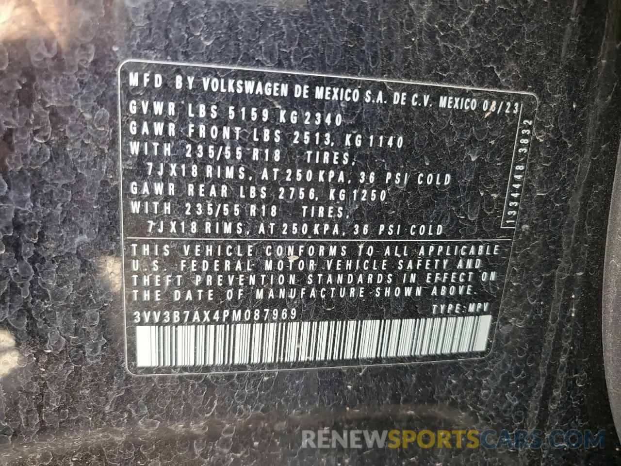 13 Photograph of a damaged car 3VV3B7AX4PM087969 VOLKSWAGEN TIGUAN 2023