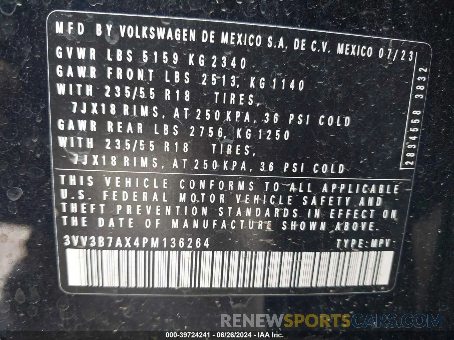 9 Фотография поврежденного автомобиля 3VV3B7AX4PM136264 VOLKSWAGEN TIGUAN 2023