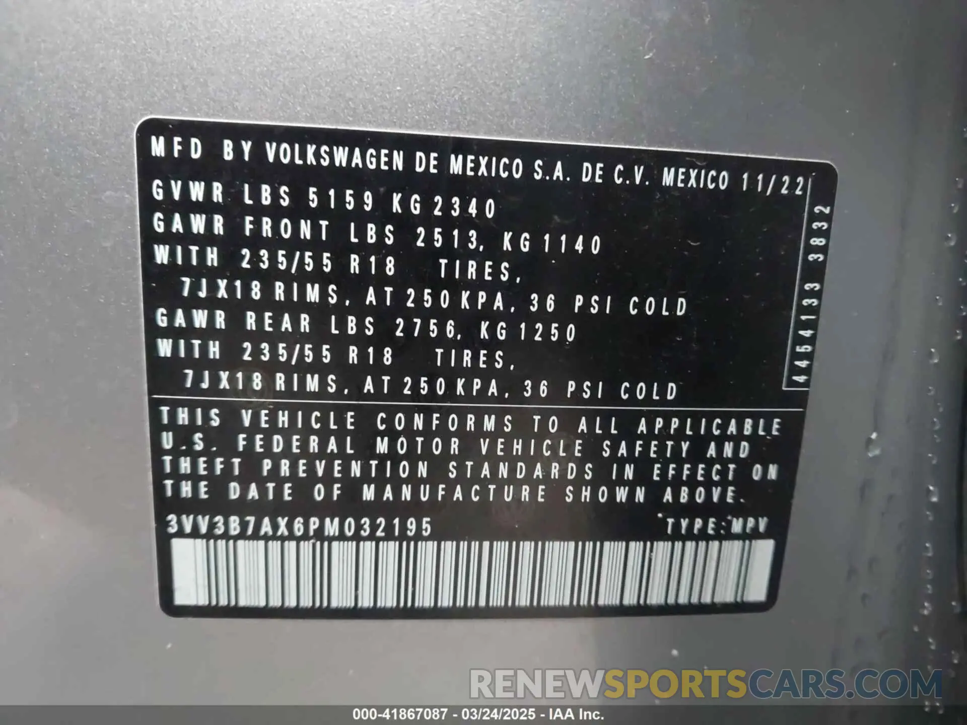 9 Фотография поврежденного автомобиля 3VV3B7AX6PM032195 VOLKSWAGEN TIGUAN 2023