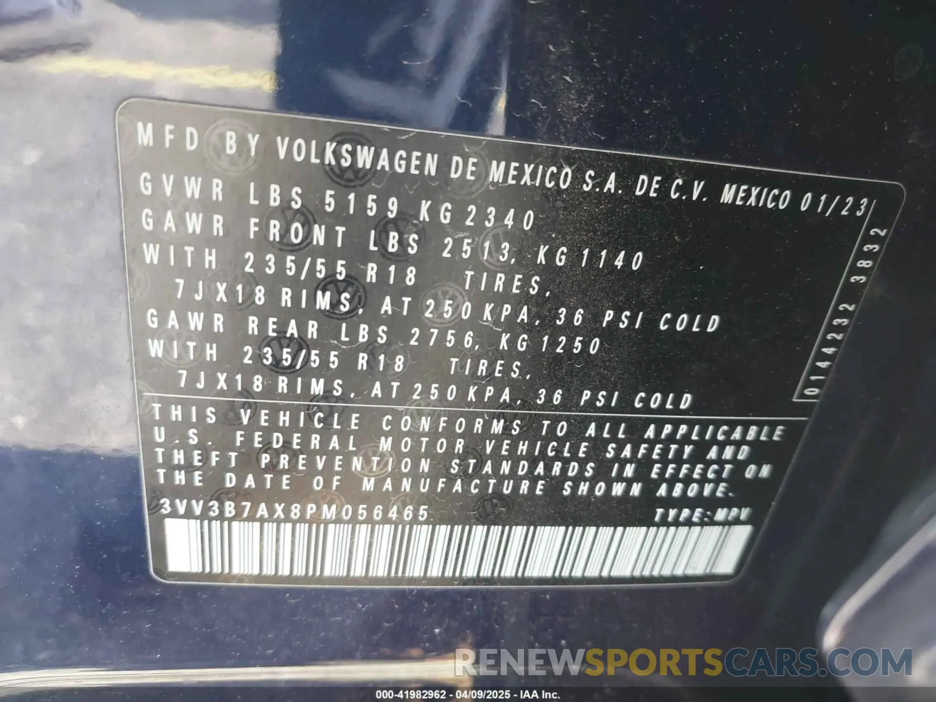 9 Фотография поврежденного автомобиля 3VV3B7AX8PM056465 VOLKSWAGEN TIGUAN 2023