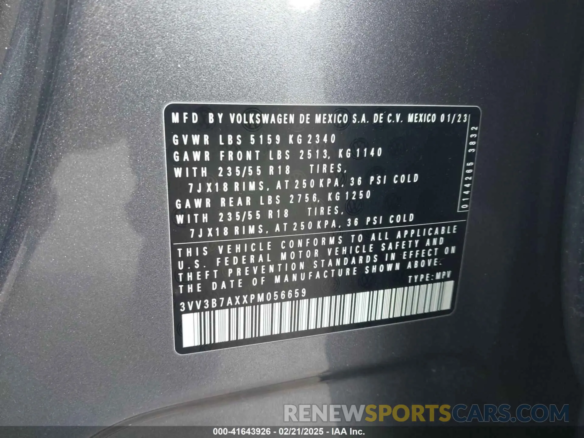 9 Фотография поврежденного автомобиля 3VV3B7AXXPM056659 VOLKSWAGEN TIGUAN 2023