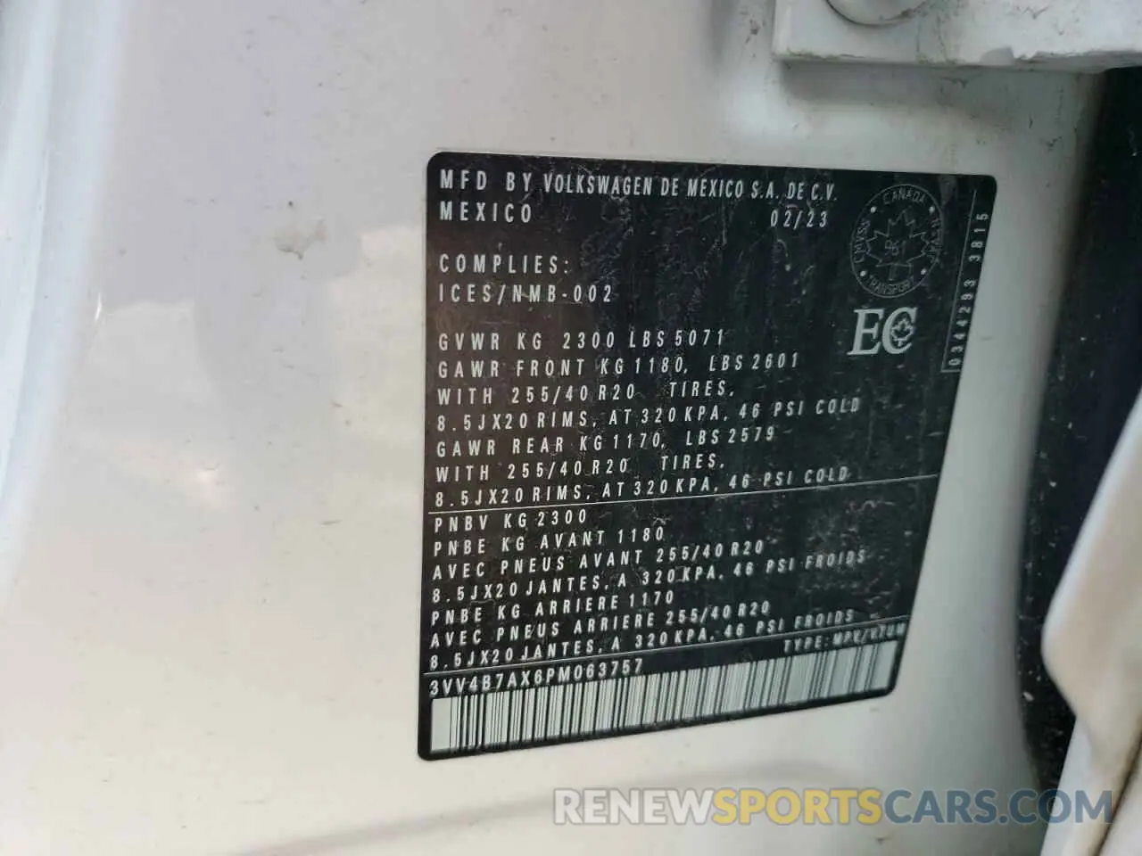 13 Фотография поврежденного автомобиля 3VV4B7AX6PM063757 VOLKSWAGEN TIGUAN 2023