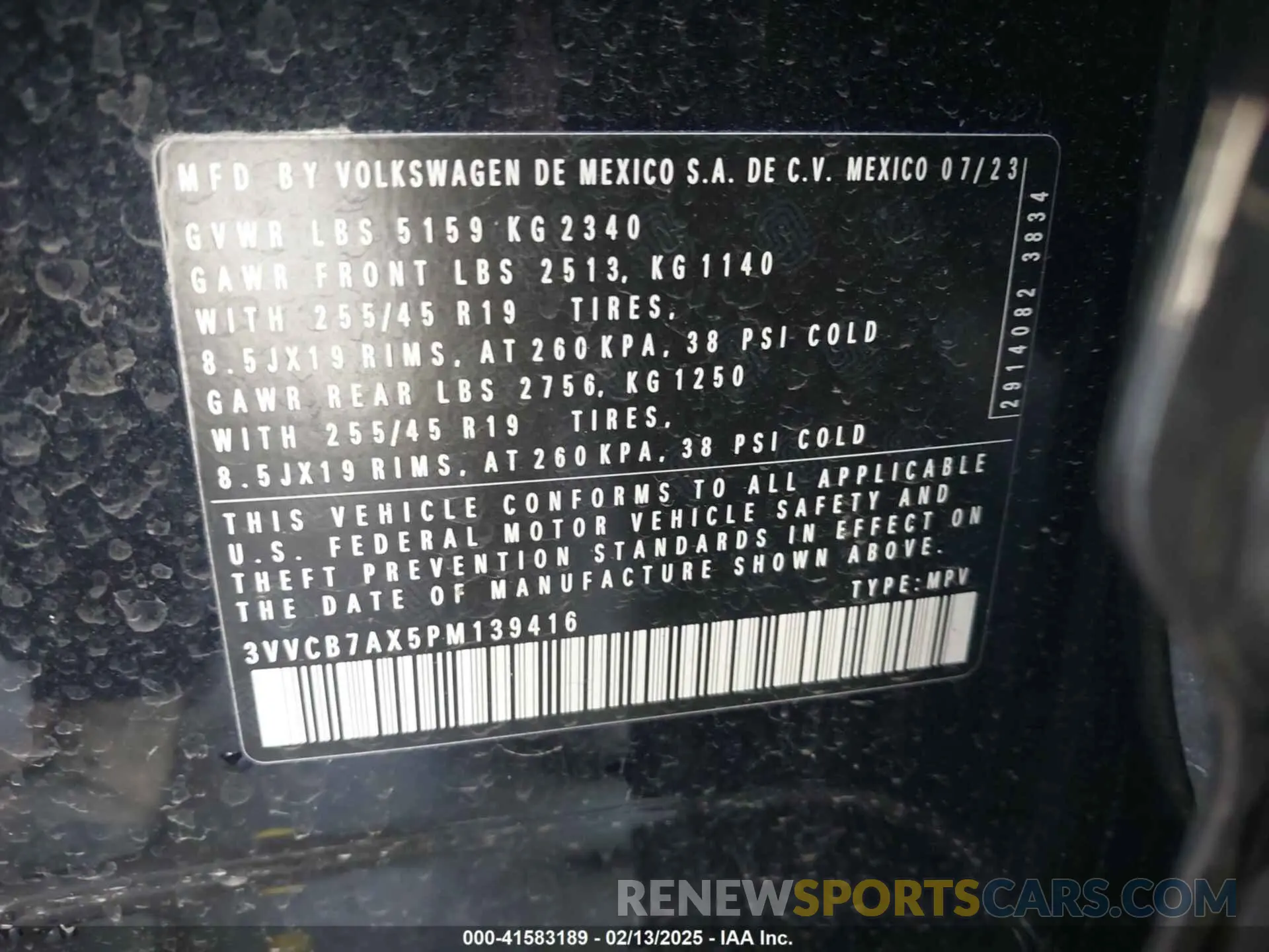 9 Photograph of a damaged car 3VVCB7AX5PM139416 VOLKSWAGEN TIGUAN 2023