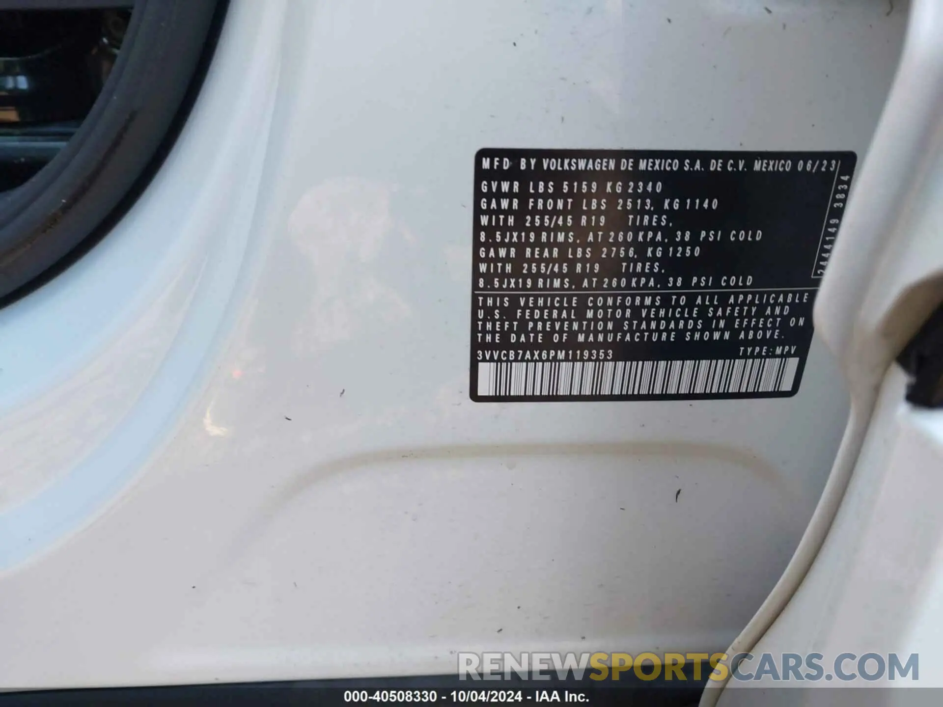 9 Photograph of a damaged car 3VVCB7AX6PM119353 VOLKSWAGEN TIGUAN 2023