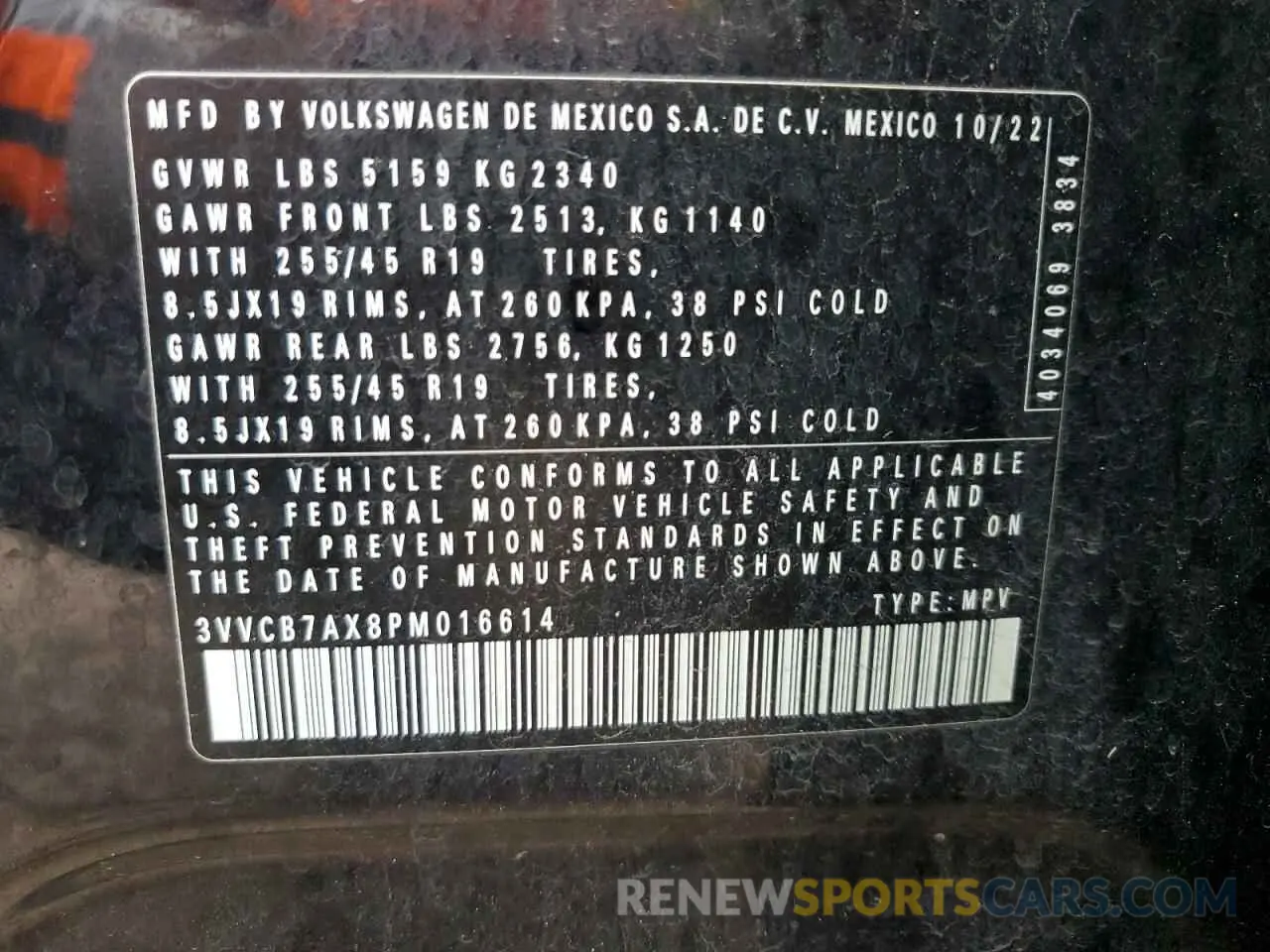 12 Фотография поврежденного автомобиля 3VVCB7AX8PM016614 VOLKSWAGEN TIGUAN 2023