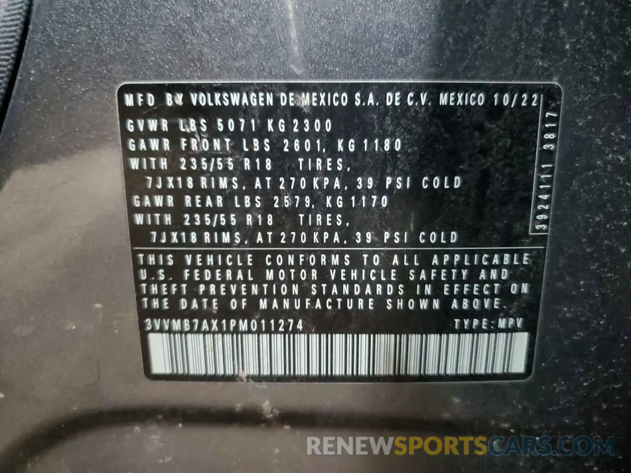14 Photograph of a damaged car 3VVMB7AX1PM011274 VOLKSWAGEN TIGUAN 2023