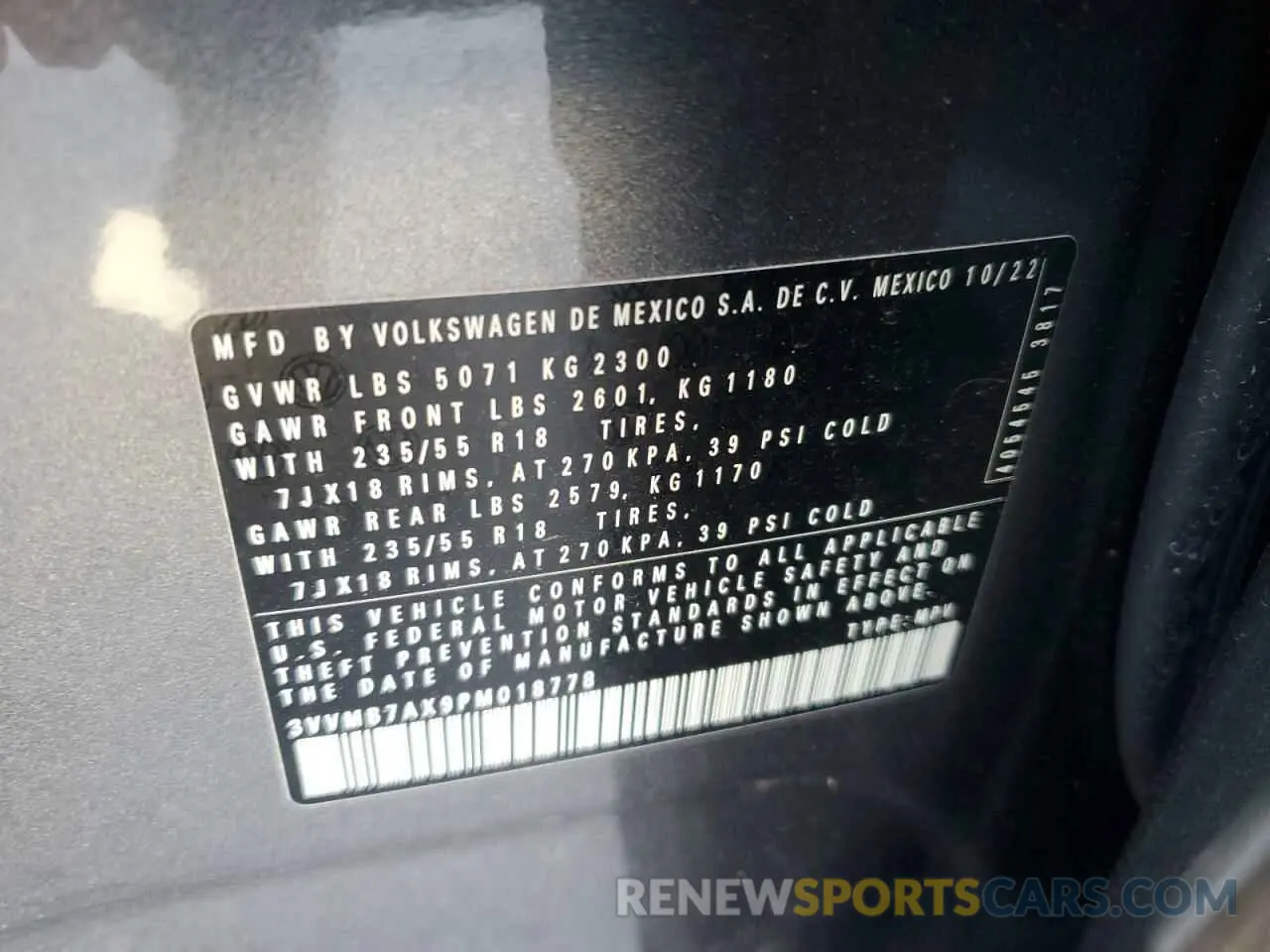 13 Photograph of a damaged car 3VVMB7AX9PM018778 VOLKSWAGEN TIGUAN 2023