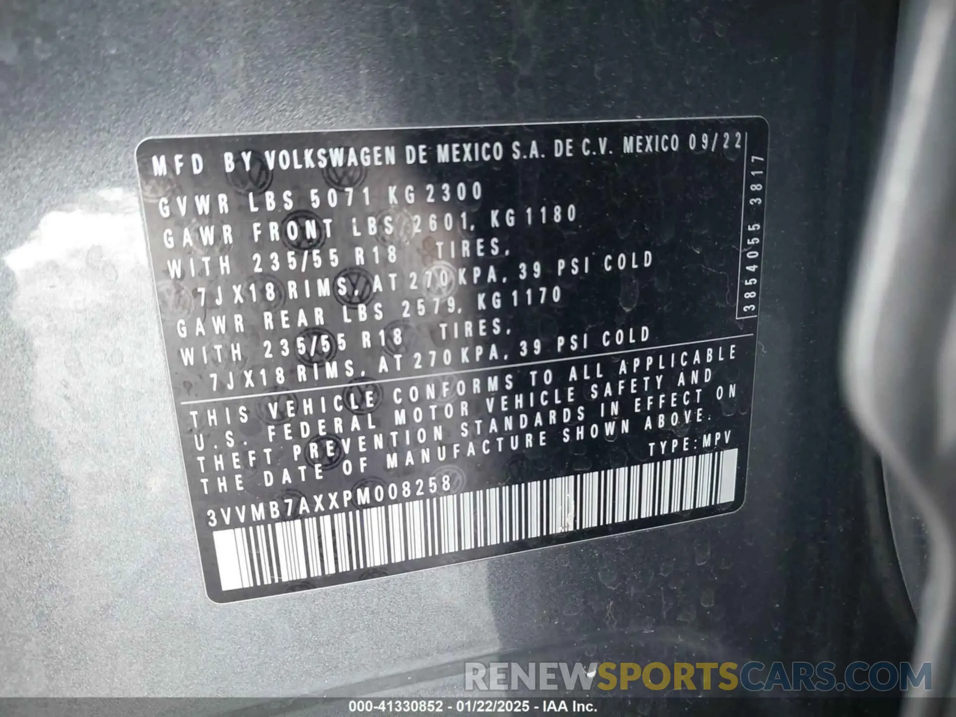 9 Фотография поврежденного автомобиля 3VVMB7AXXPM008258 VOLKSWAGEN TIGUAN 2023