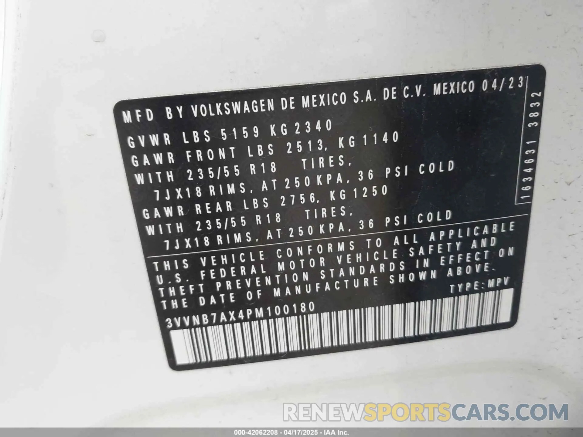 9 Photograph of a damaged car 3VVNB7AX4PM100180 VOLKSWAGEN TIGUAN 2023
