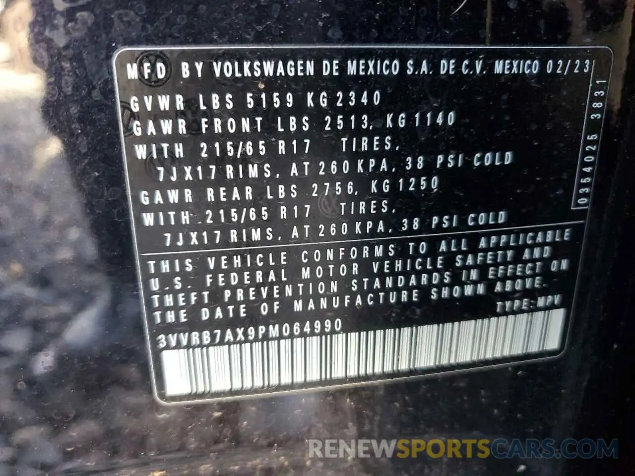 15 Photograph of a damaged car 3VVRB7AX9PM064990 VOLKSWAGEN TIGUAN 2023