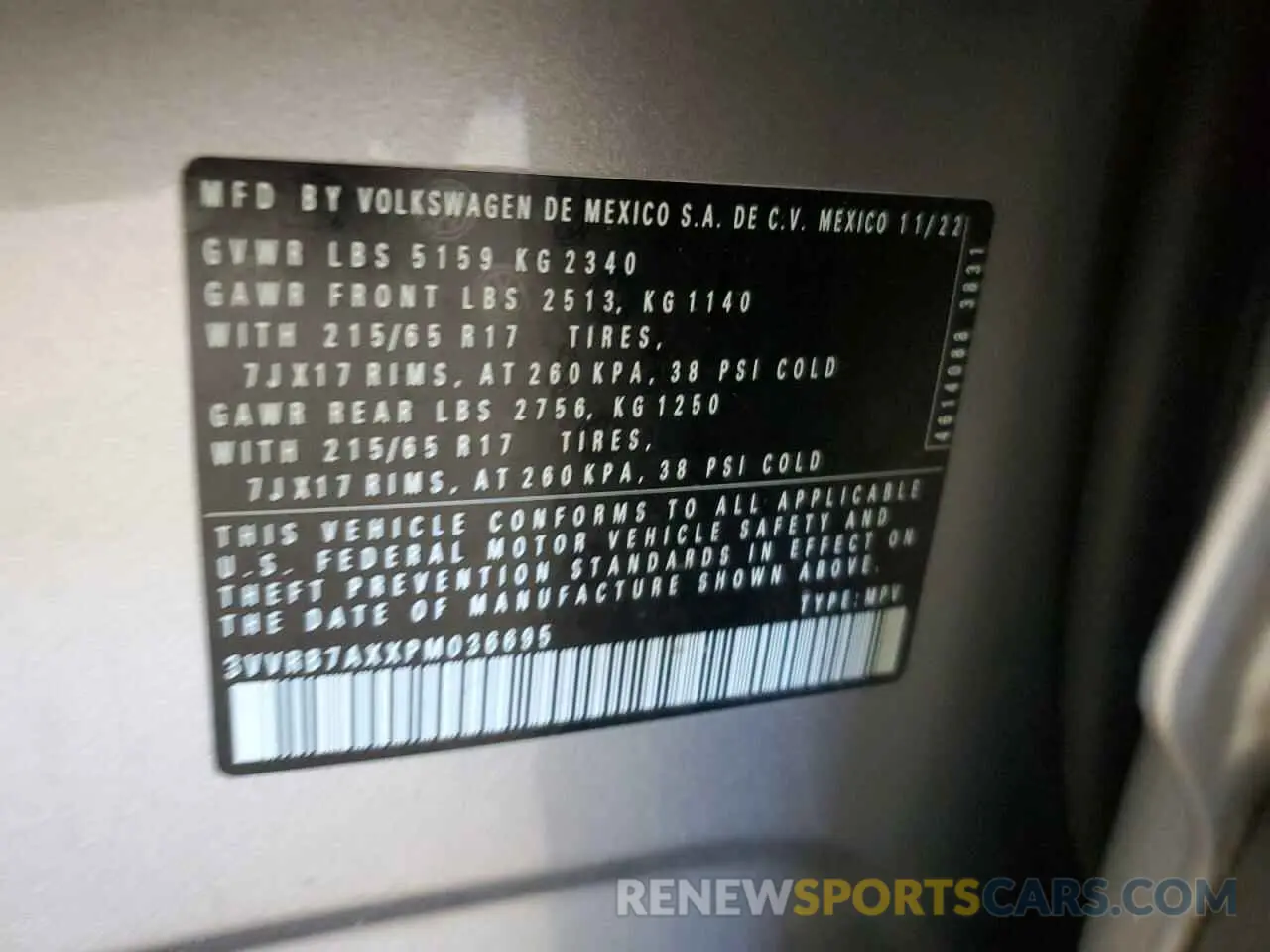 13 Photograph of a damaged car 3VVRB7AXXPM036695 VOLKSWAGEN TIGUAN 2023