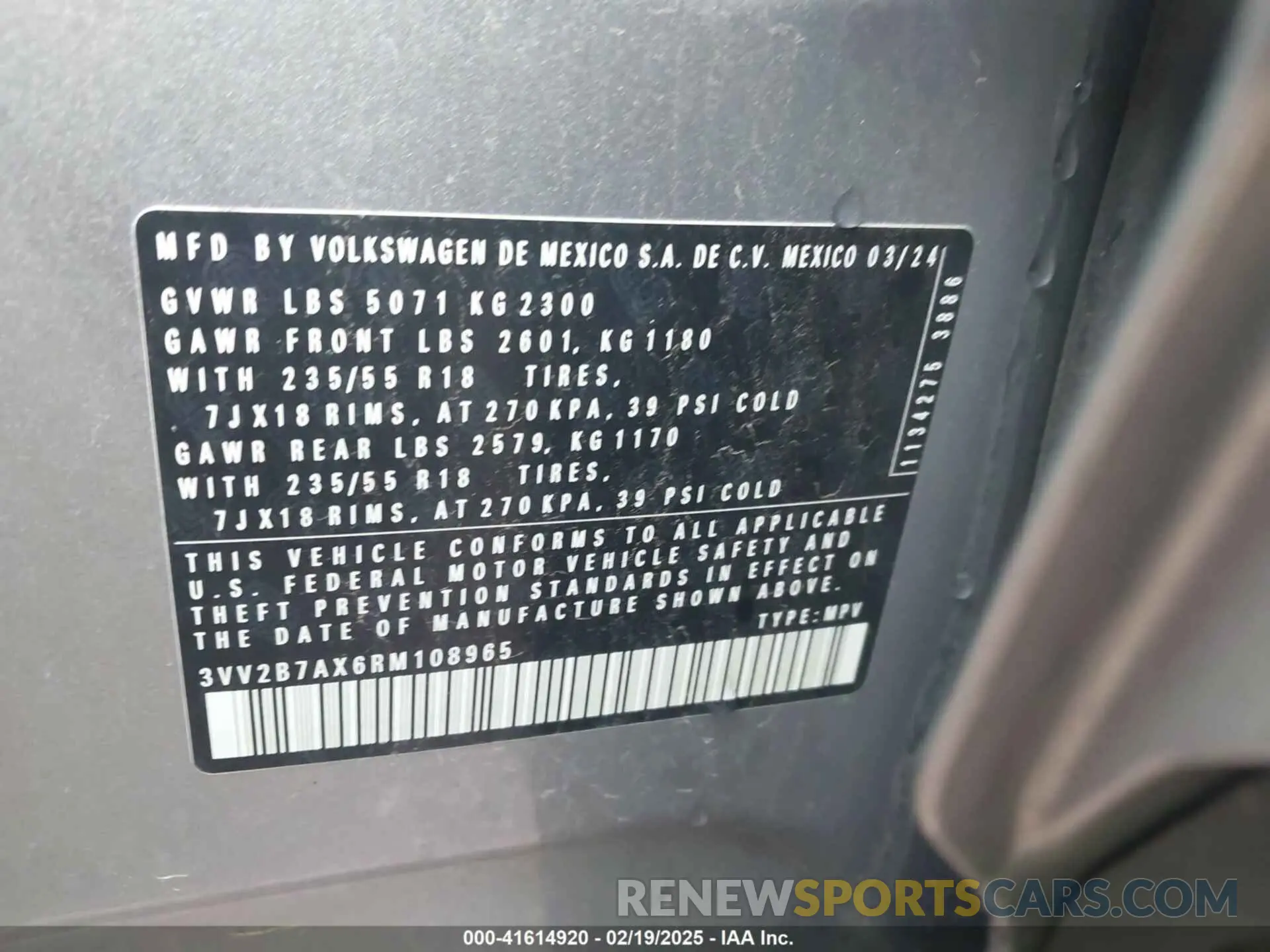 9 Фотография поврежденного автомобиля 3VV2B7AX6RM108965 VOLKSWAGEN TIGUAN 2024