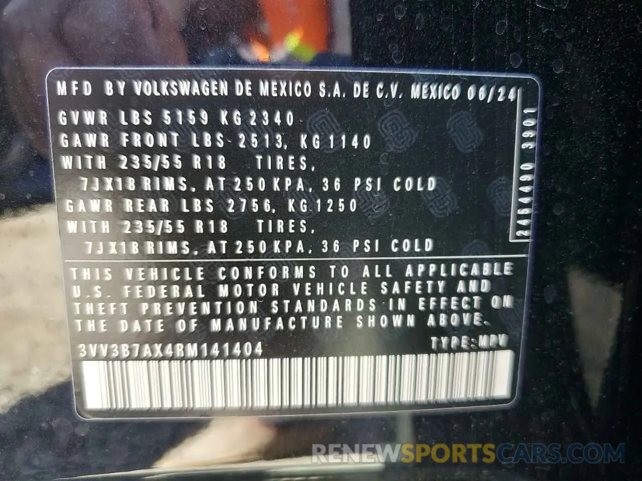 13 Фотография поврежденного автомобиля 3VV3B7AX4RM141404 VOLKSWAGEN TIGUAN 2024