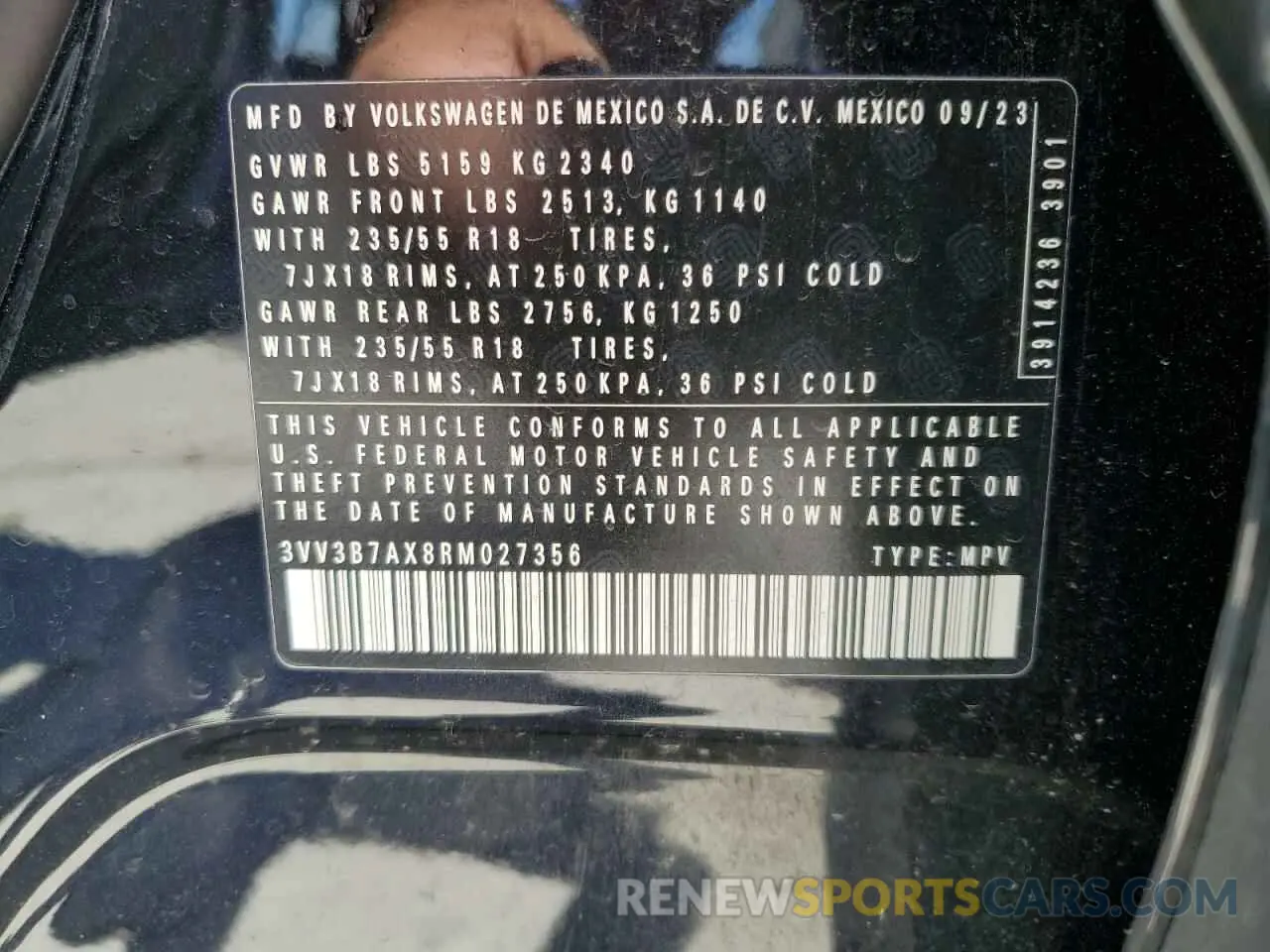 13 Photograph of a damaged car 3VV3B7AX8RM027356 VOLKSWAGEN TIGUAN 2024