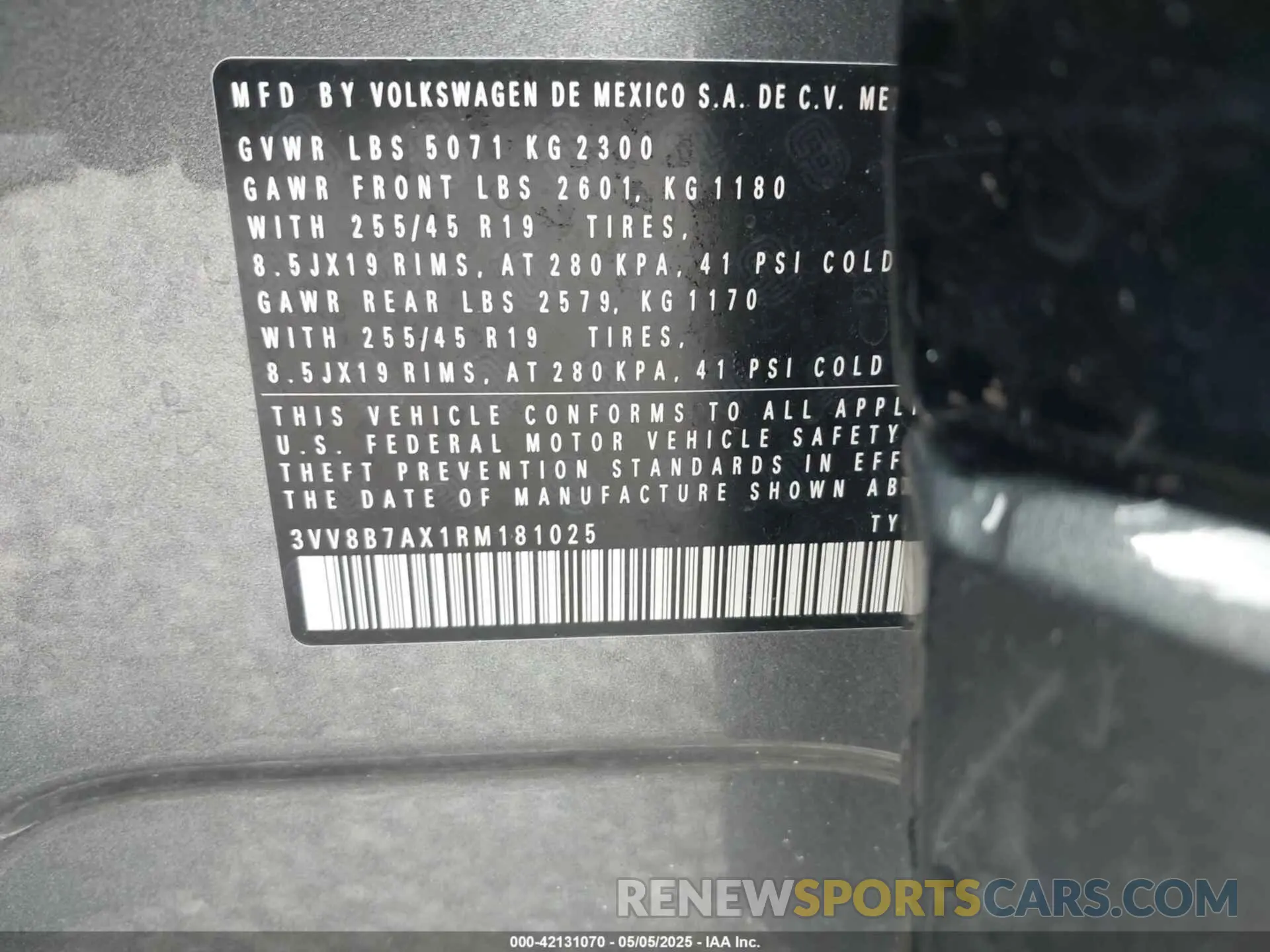 9 Фотография поврежденного автомобиля 3VV8B7AX1RM181025 VOLKSWAGEN TIGUAN 2024