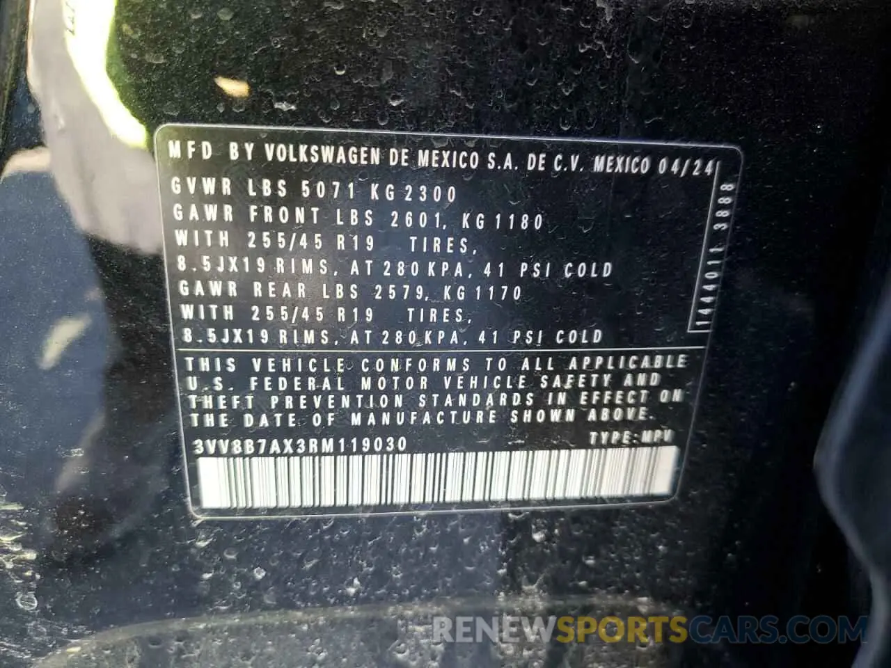 16 Фотография поврежденного автомобиля 3VV8B7AX3RM119030 VOLKSWAGEN TIGUAN 2024