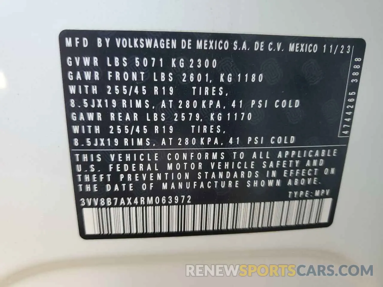 13 Photograph of a damaged car 3VV8B7AX4RM063972 VOLKSWAGEN TIGUAN 2024