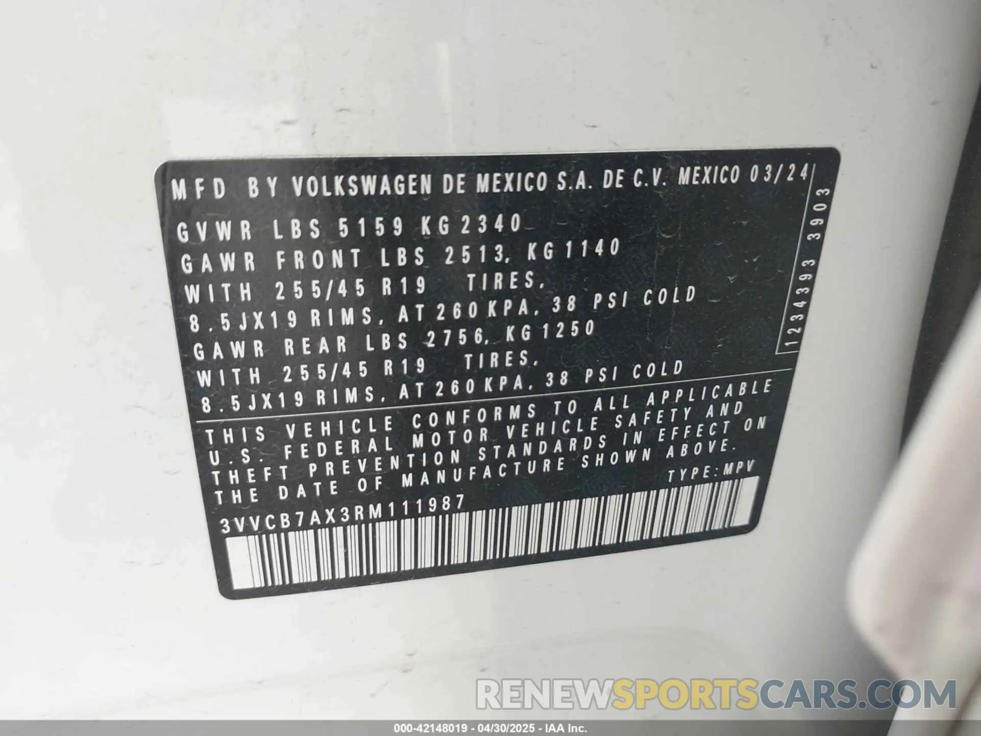 9 Фотография поврежденного автомобиля 3VVCB7AX3RM111987 VOLKSWAGEN TIGUAN 2024