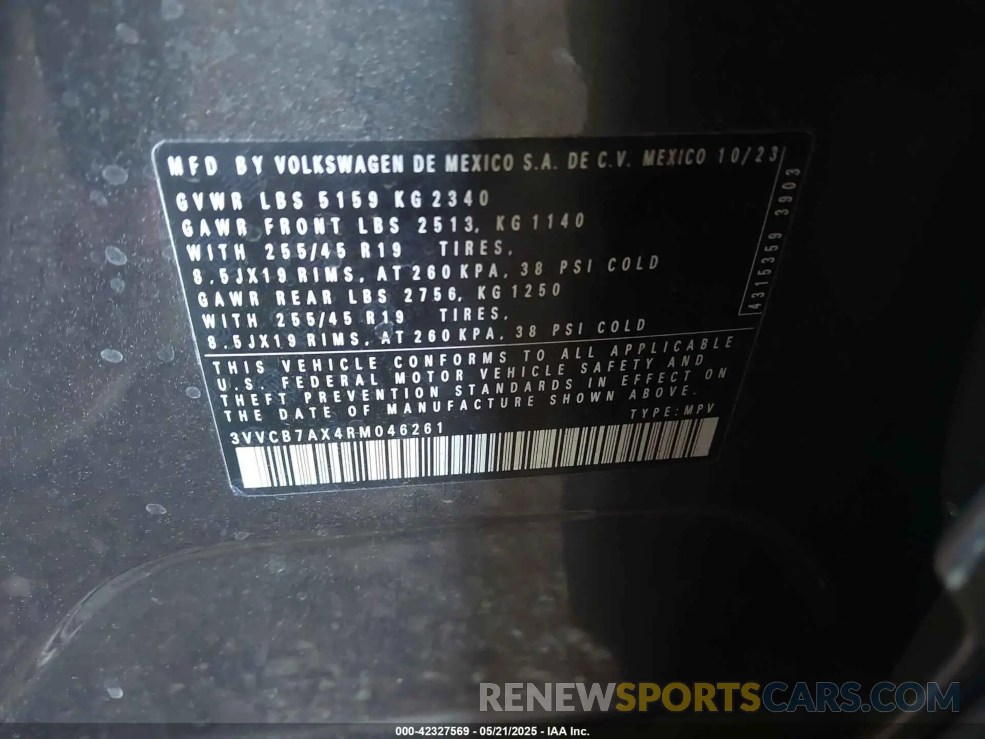 9 Photograph of a damaged car 3VVCB7AX4RM046261 VOLKSWAGEN TIGUAN 2024