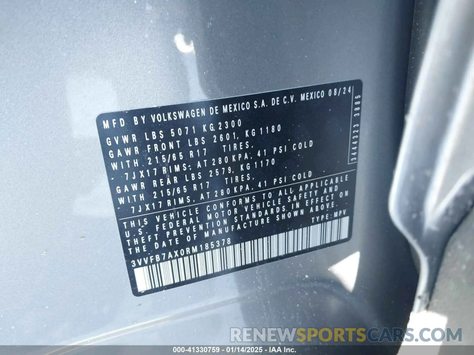 9 Фотография поврежденного автомобиля 3VVFB7AX0RM185378 VOLKSWAGEN TIGUAN 2024