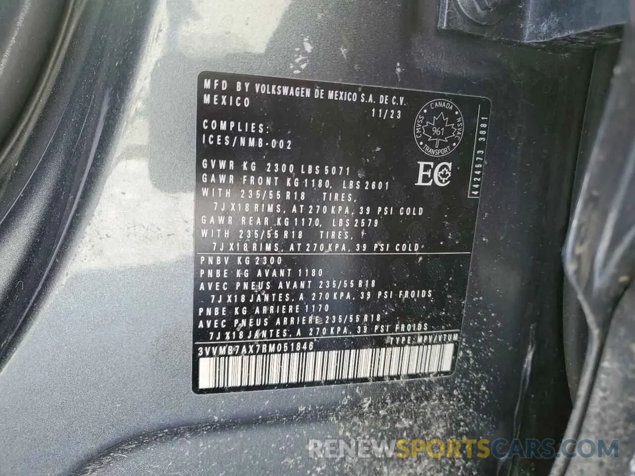 12 Фотография поврежденного автомобиля 3VVMB7AX7RM051846 VOLKSWAGEN TIGUAN 2024