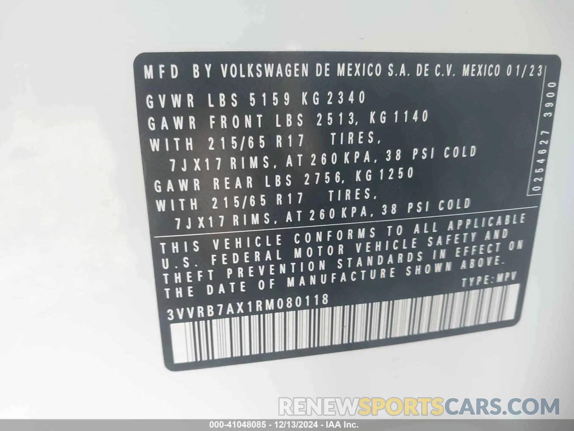 9 Photograph of a damaged car 3VVRB7AX1RM080118 VOLKSWAGEN TIGUAN 2024