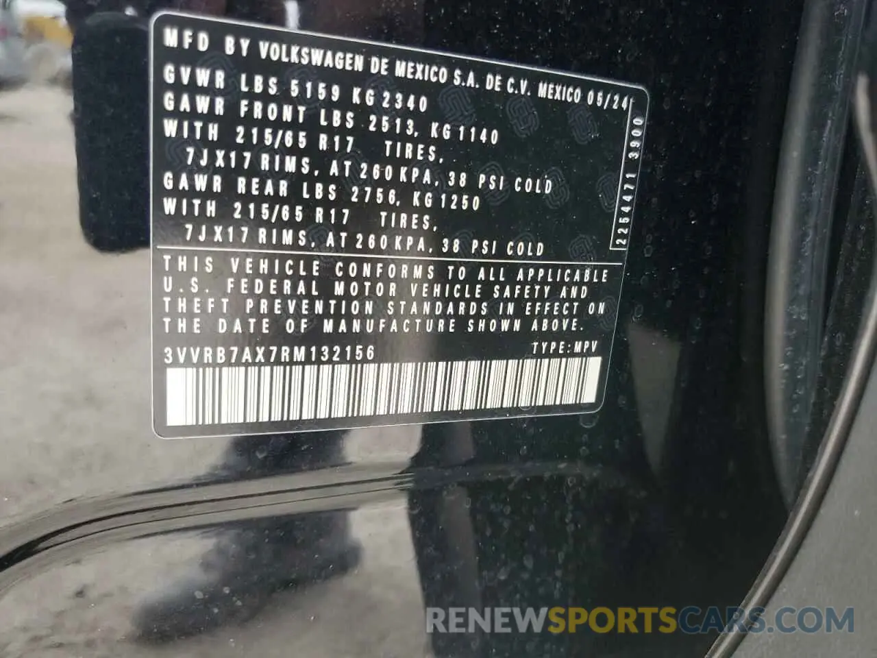 15 Photograph of a damaged car 3VVRB7AX7RM132156 VOLKSWAGEN TIGUAN 2024