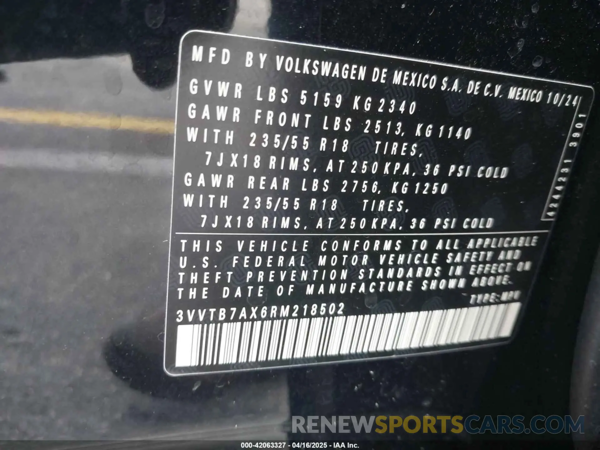 9 Фотография поврежденного автомобиля 3VVTB7AX6RM218502 VOLKSWAGEN TIGUAN 2024