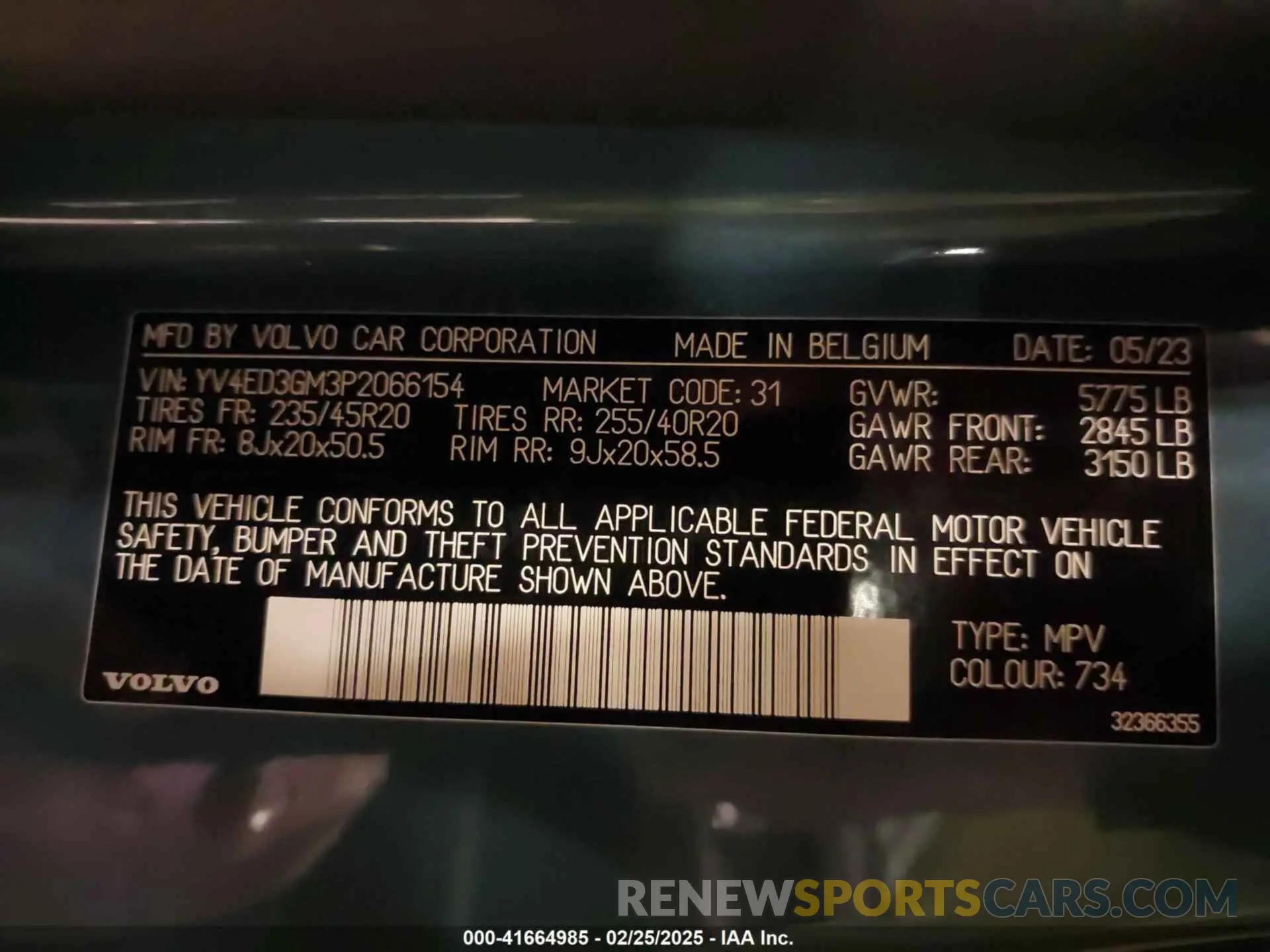 9 Photograph of a damaged car YV4ED3GM3P2066154 VOLVO C40 RECHARGE PURE ELECTRIC 2023