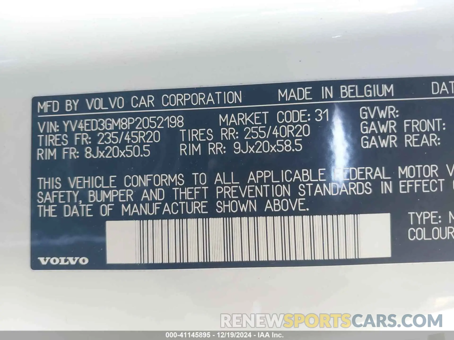 9 Фотография поврежденного автомобиля YV4ED3GM8P2052198 VOLVO C40 RECHARGE PURE ELECTRIC 2023