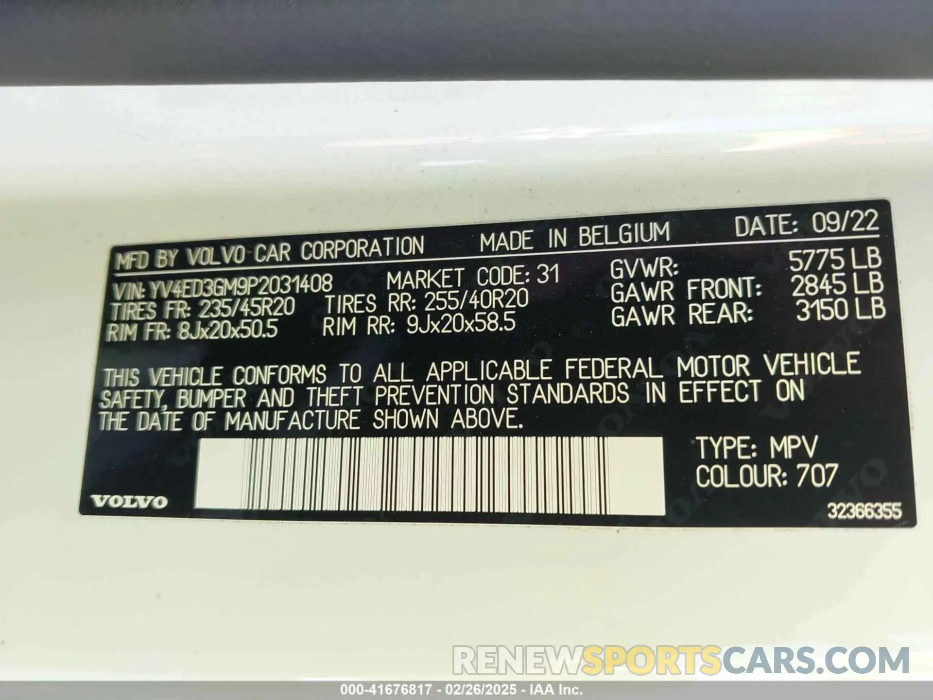 9 Фотография поврежденного автомобиля YV4ED3GM9P2031408 VOLVO C40 RECHARGE PURE ELECTRIC 2023