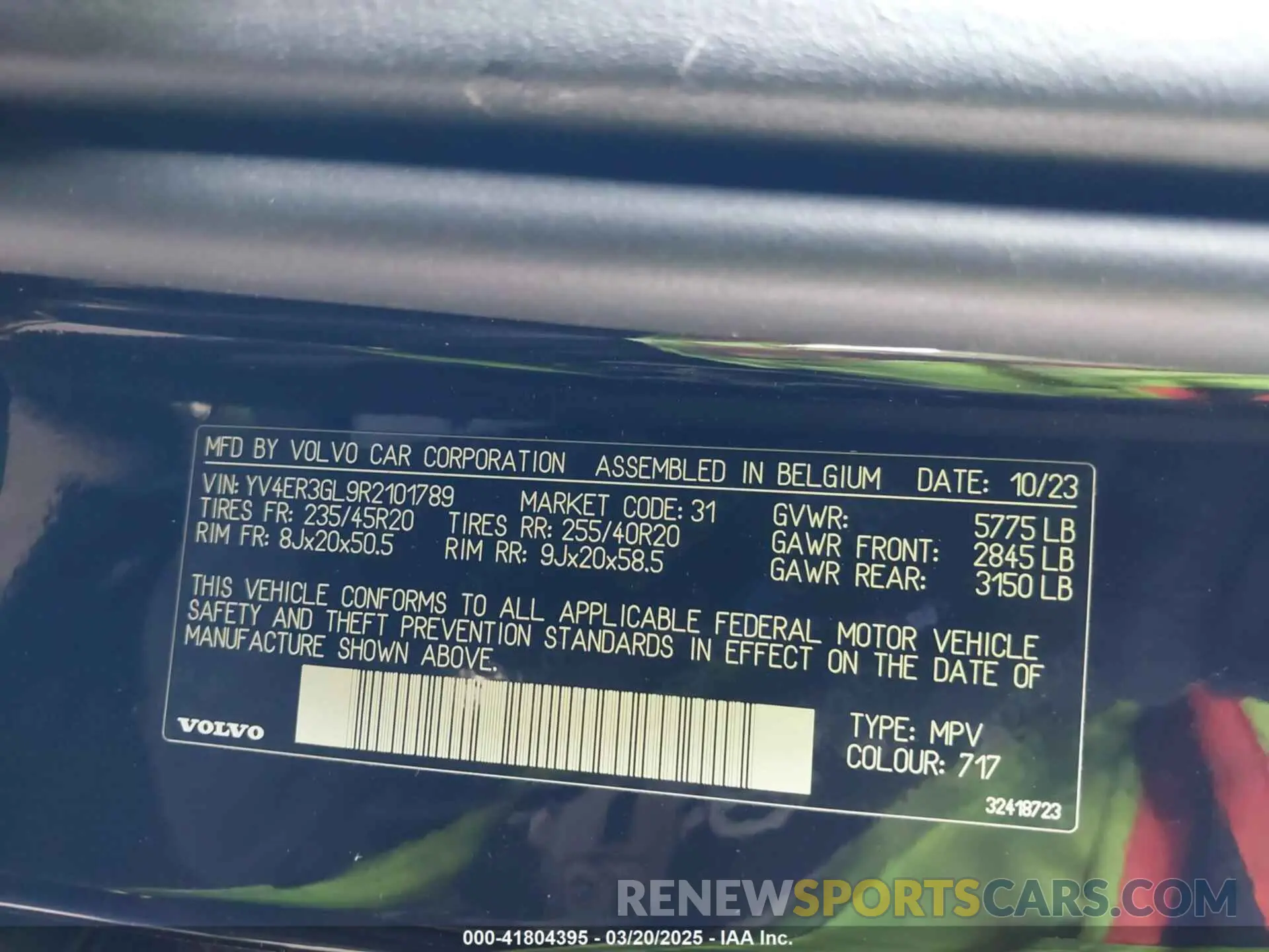 9 Photograph of a damaged car YV4ER3GL9R2101789 VOLVO C40 RECHARGE PURE ELECTRIC 2024