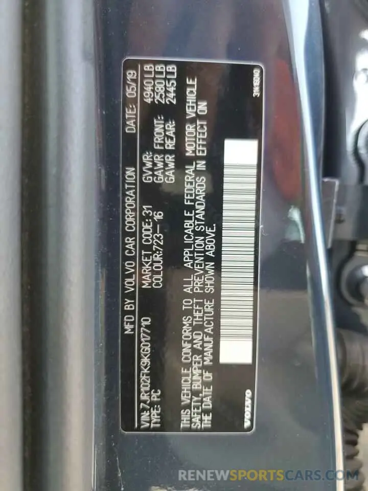13 Photograph of a damaged car 7JR102FK9KG017710 VOLVO S60 2019