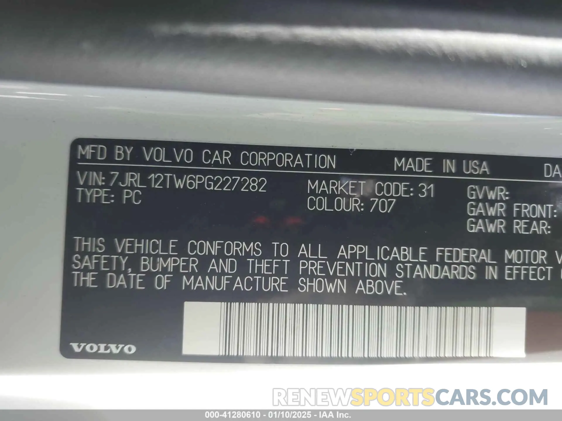 9 Фотография поврежденного автомобиля 7JRL12TW6PG227282 VOLVO S60 2023