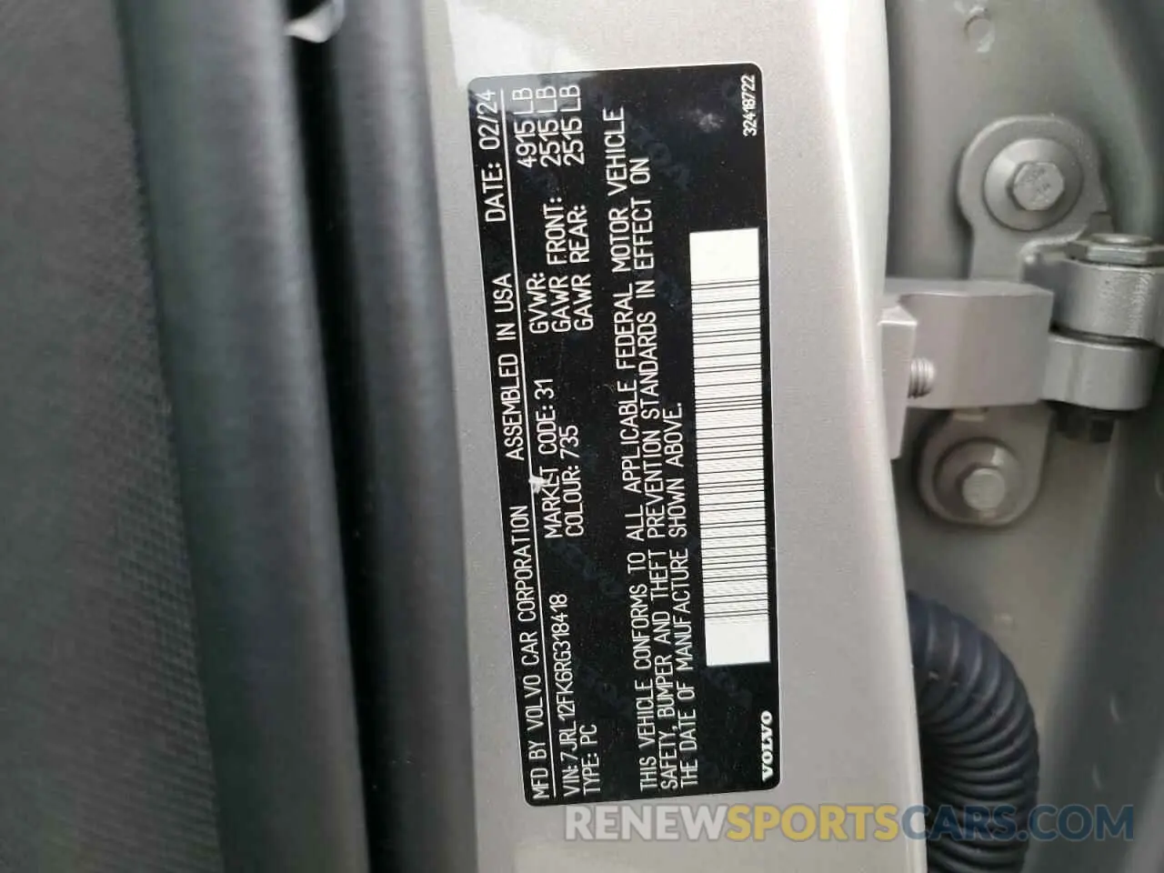 12 Фотография поврежденного автомобиля 7JRL12FK6RG318418 VOLVO S60 CORE 2024