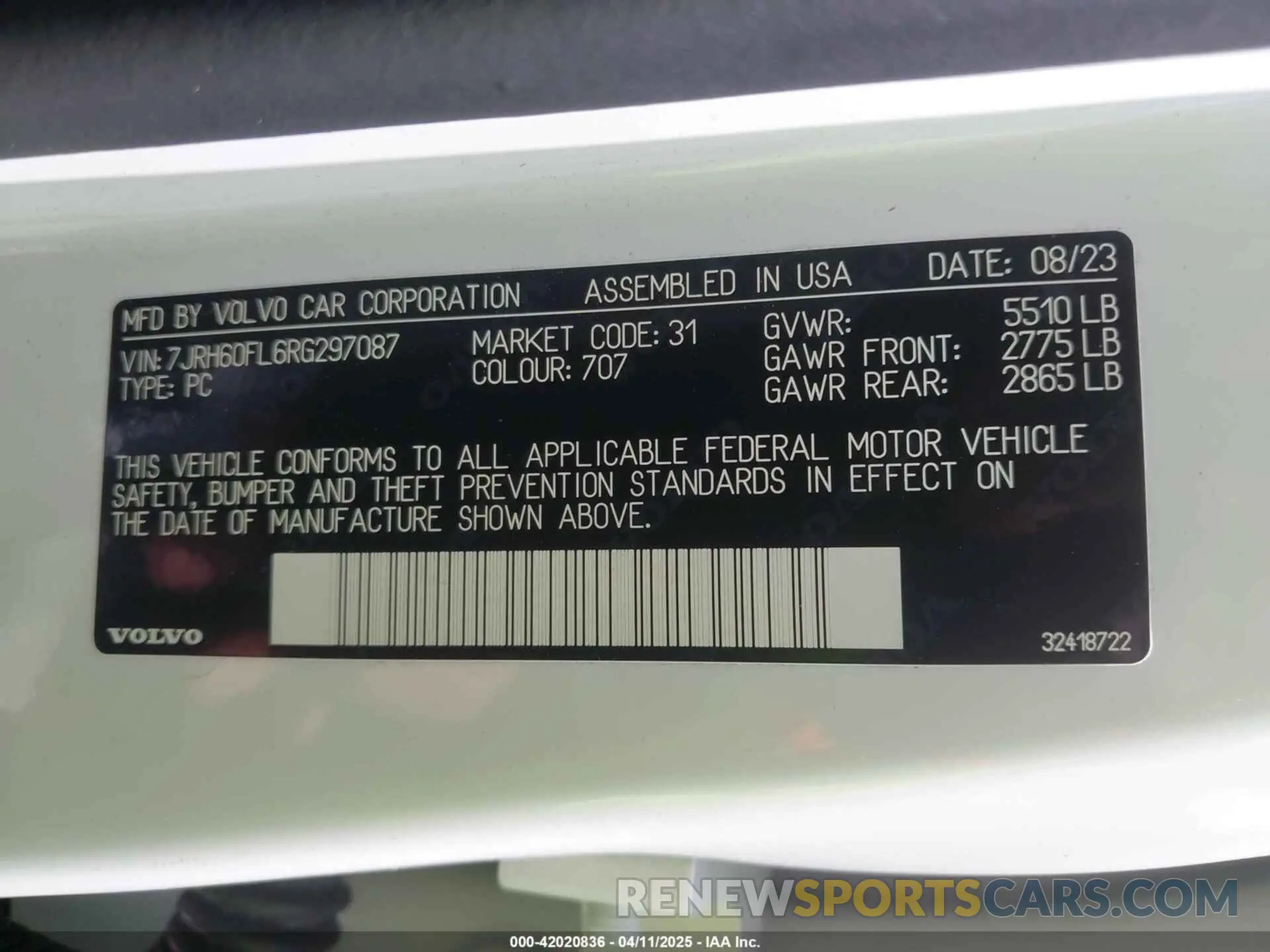 9 Photograph of a damaged car 7JRH60FL6RG297087 VOLVO S60 RECHARGE PLUG-IN HYBRID 2024