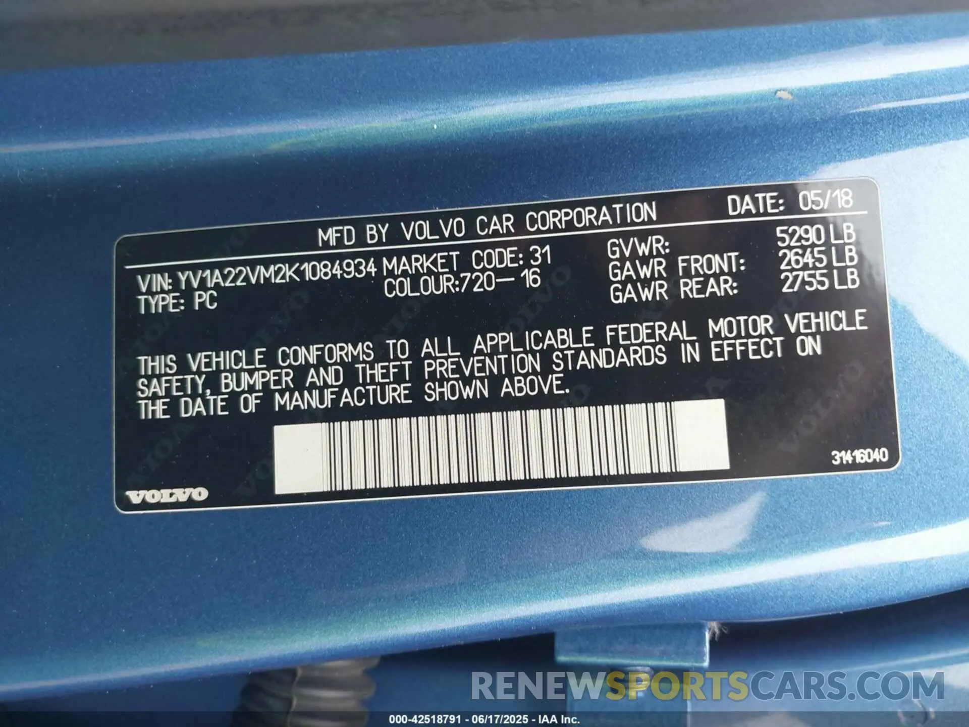 9 Фотография поврежденного автомобиля YV1A22VM2K1084934 VOLVO V90 2019