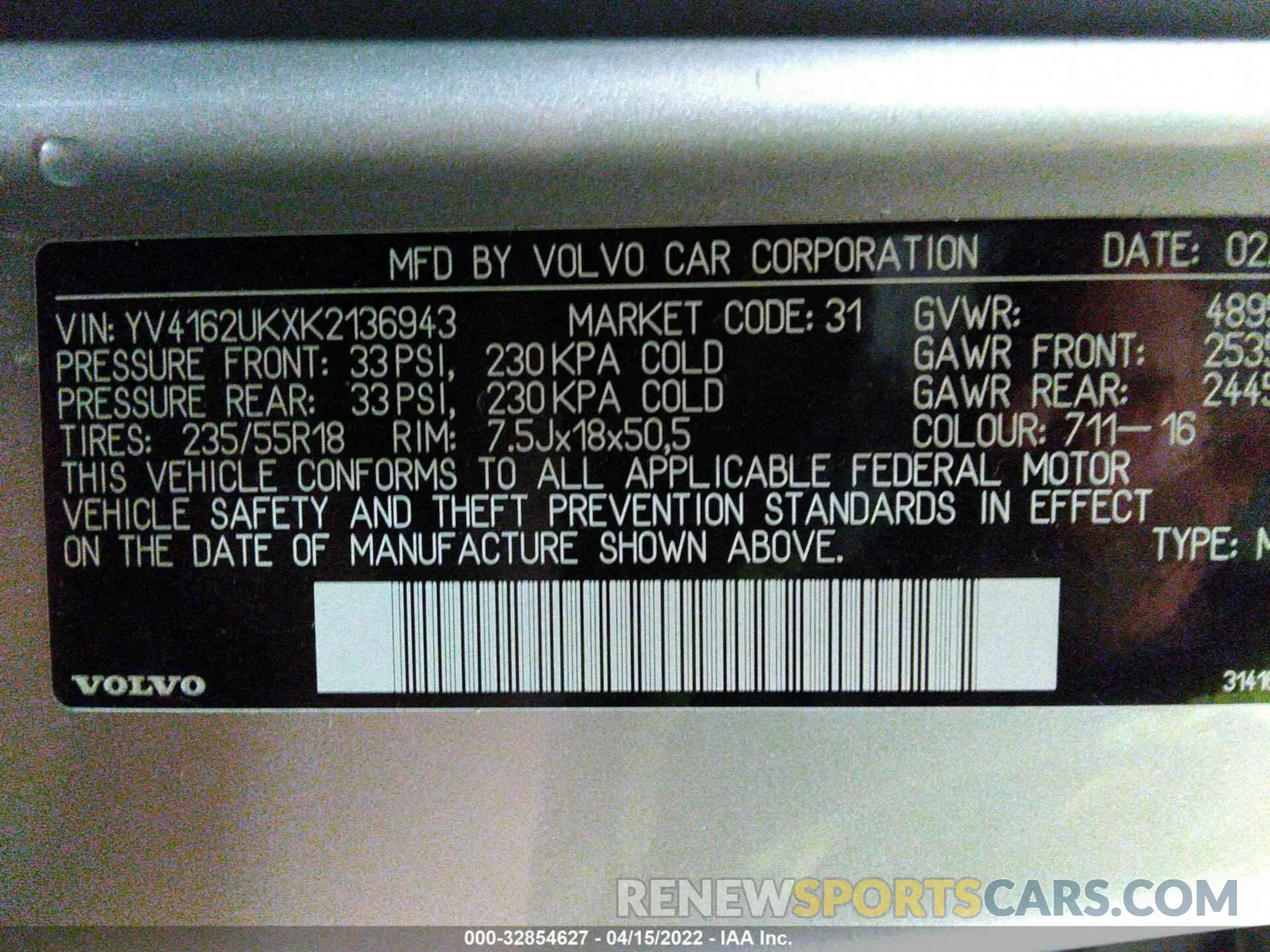9 Фотография поврежденного автомобиля YV4162UKXK2136943 VOLVO XC40 2019