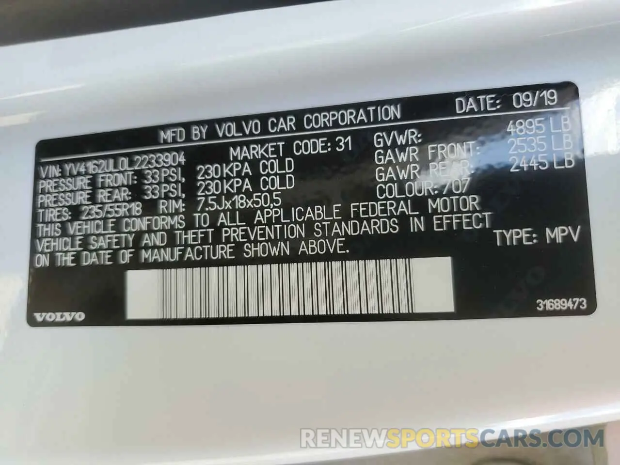 12 Фотография поврежденного автомобиля YV4162UL0L2233904 VOLVO XC40 2020