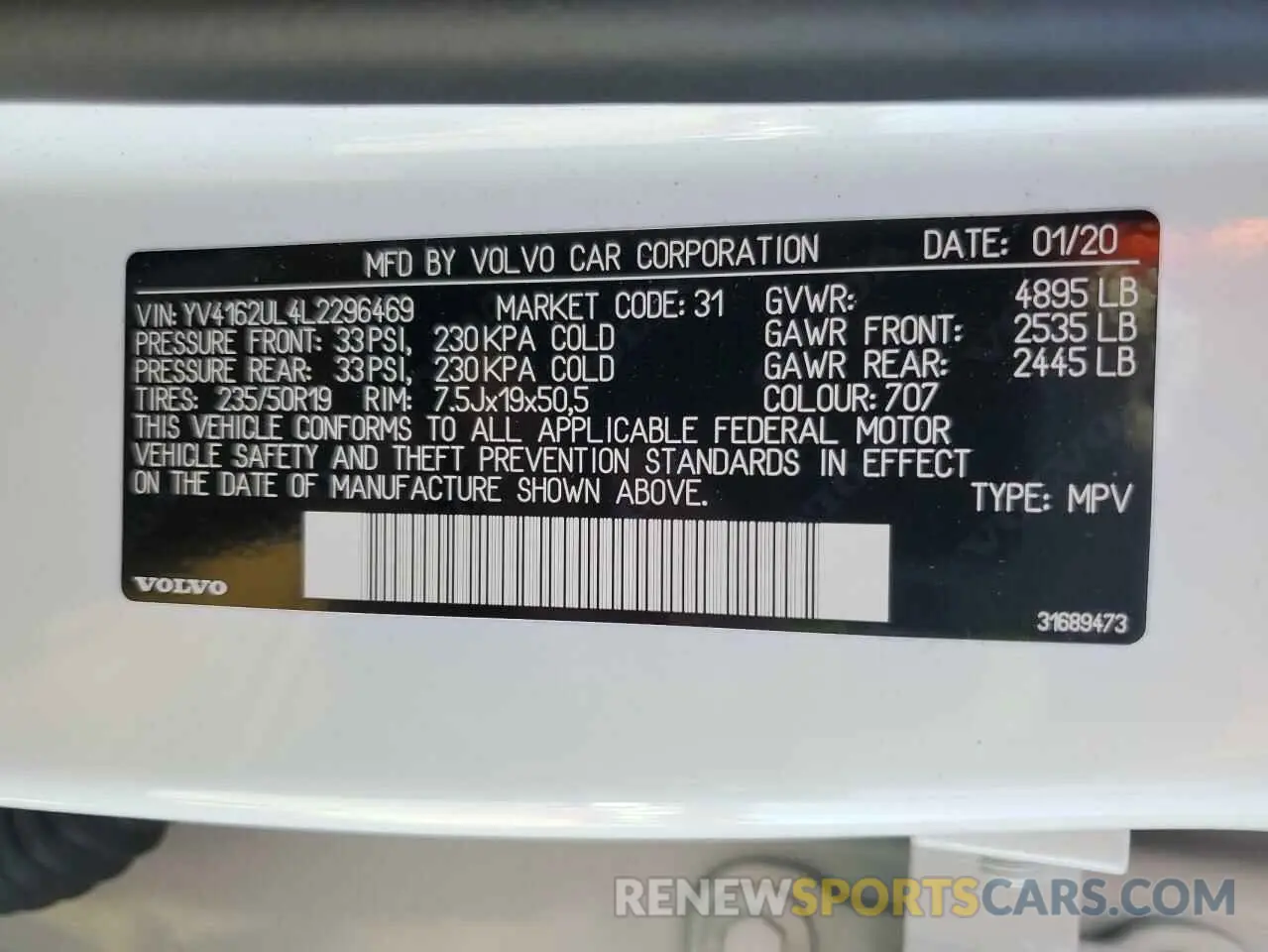 13 Photograph of a damaged car YV4162UL4L2296469 VOLVO XC40 2020