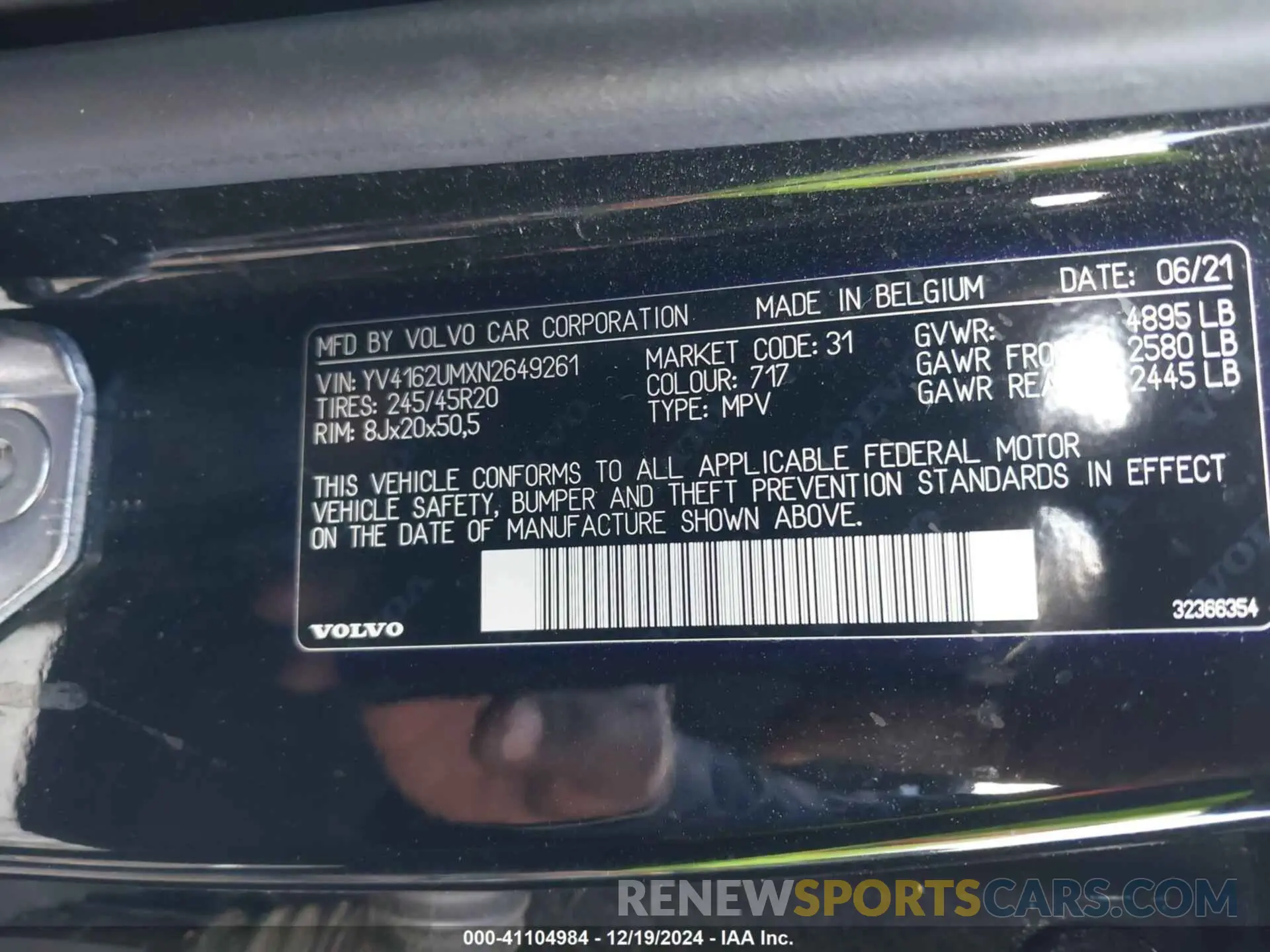 9 Фотография поврежденного автомобиля YV4162UMXN2649261 VOLVO XC40 2022