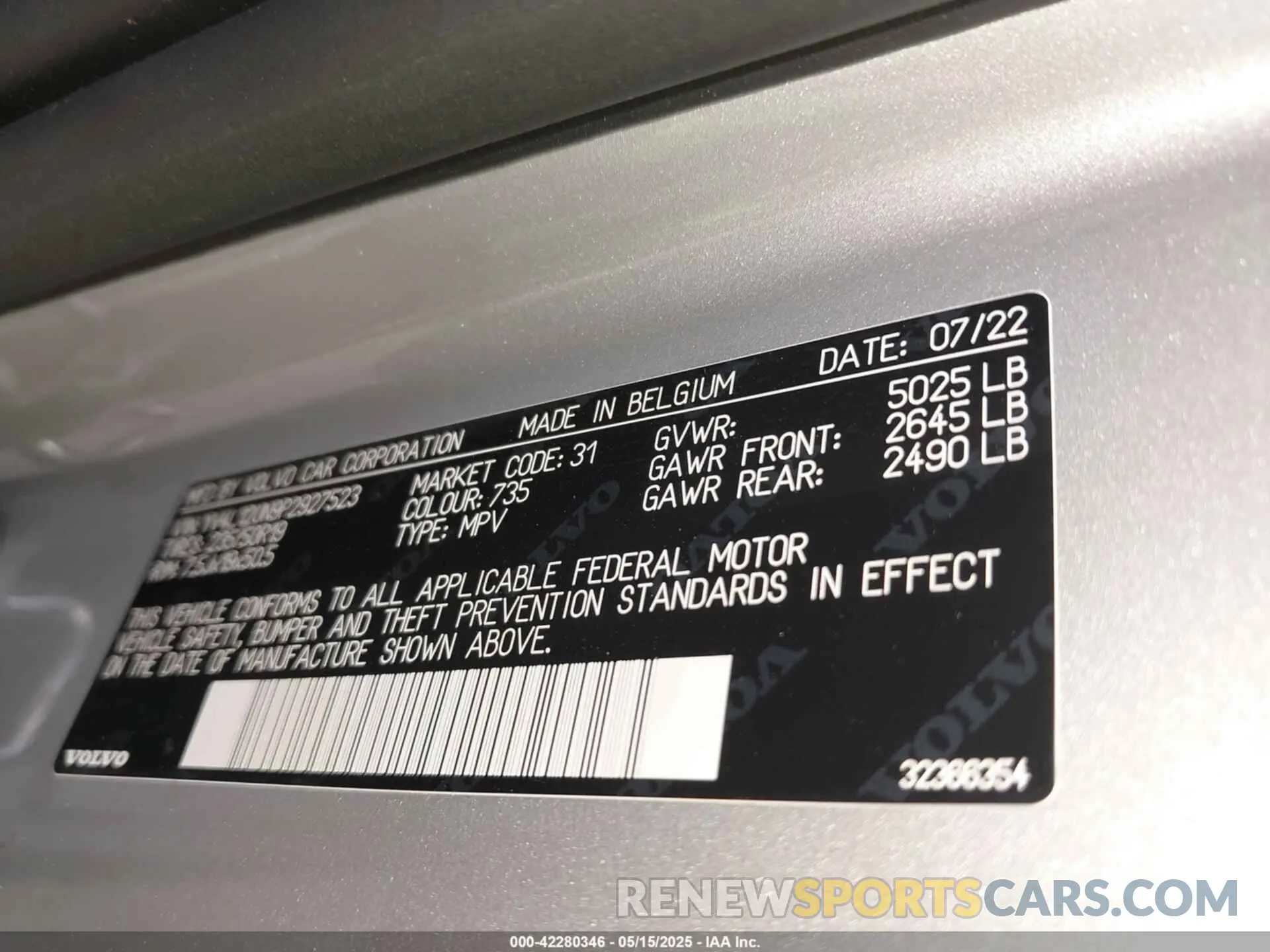 9 Фотография поврежденного автомобиля YV4L12UN9P2927523 VOLVO XC40 2023
