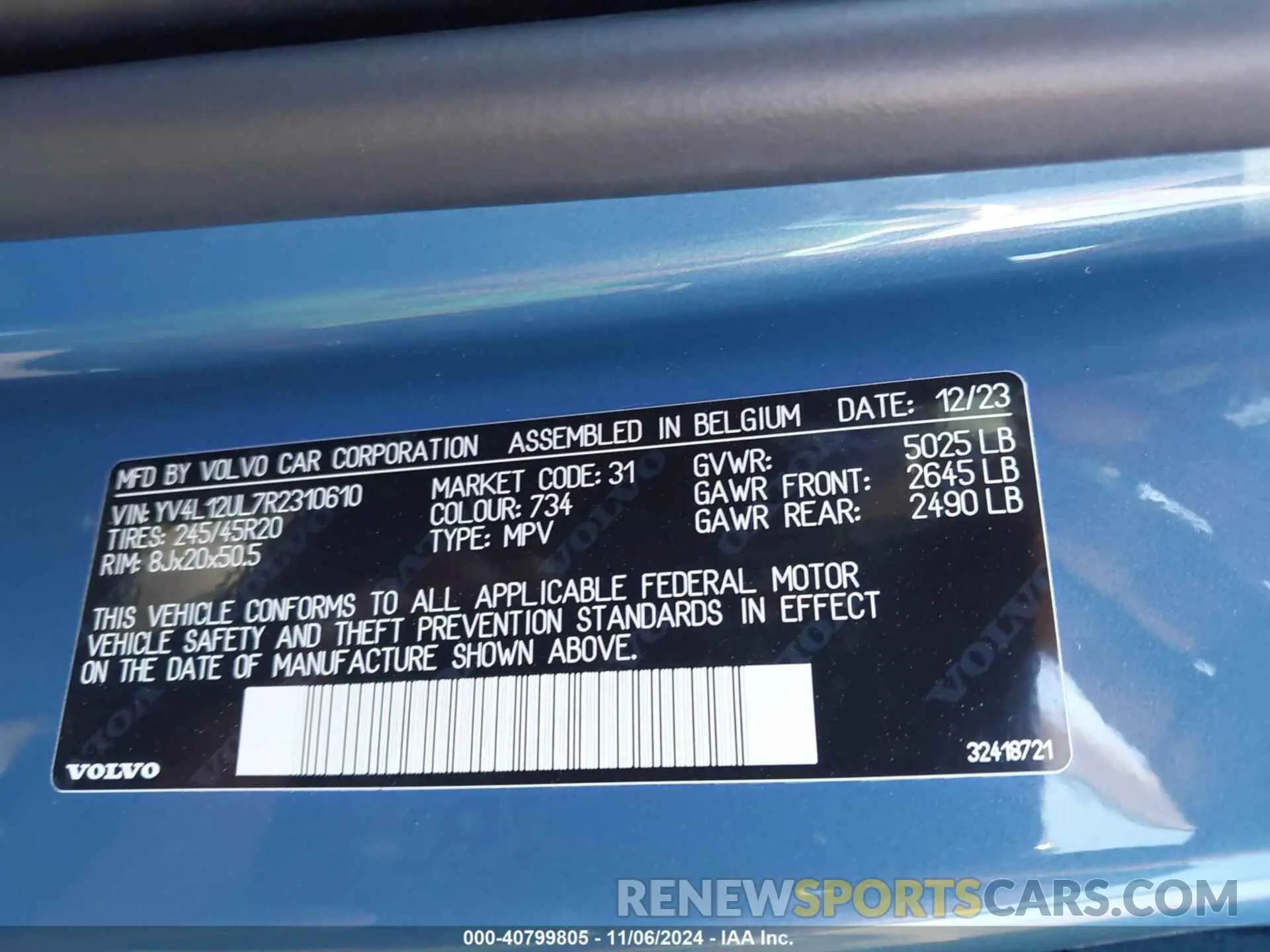 9 Photograph of a damaged car YV4L12UL7R2310610 VOLVO XC40 2024